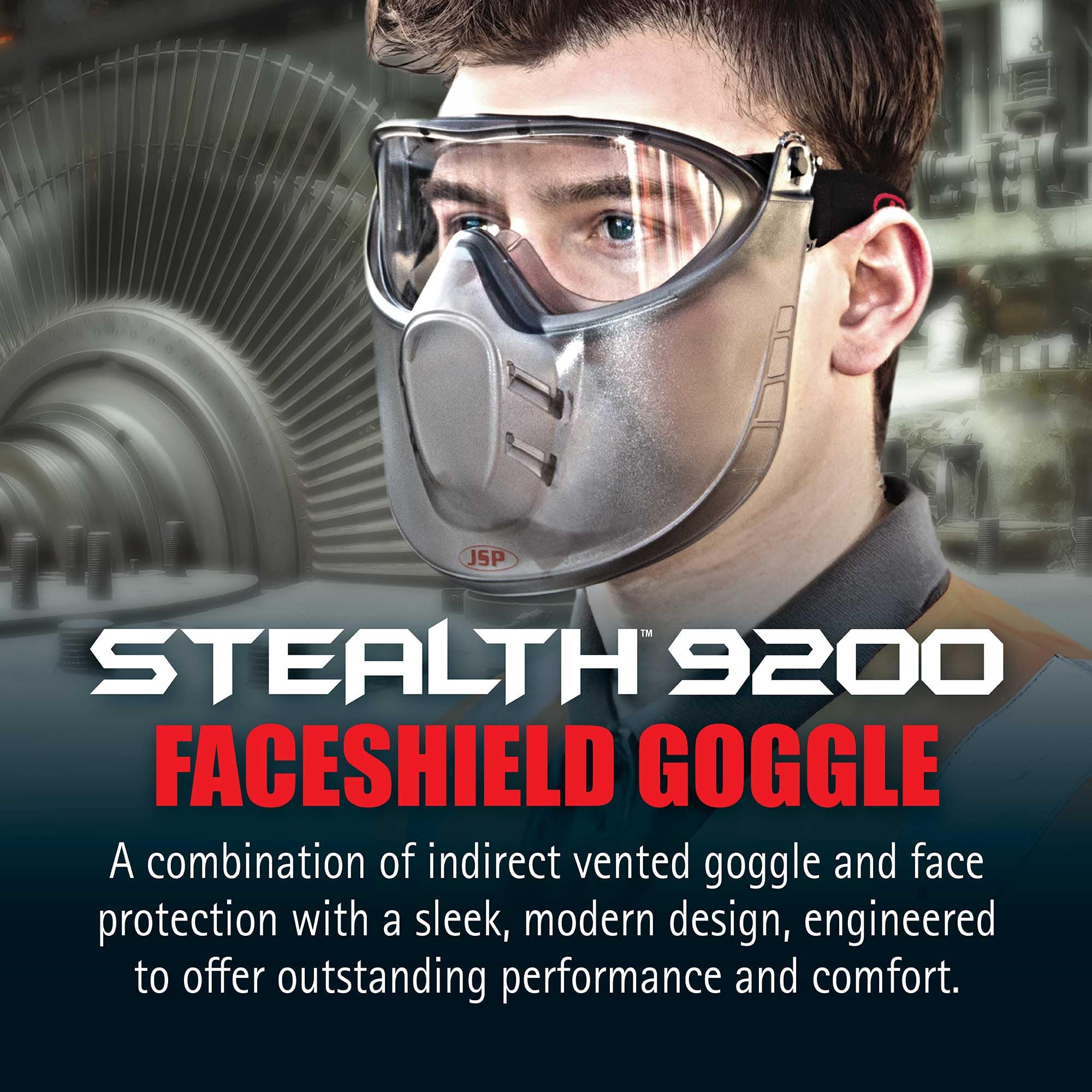 JSP Gogle Stealth DV 9200 z osłoną twarzy Clr Lens Mist-Resist