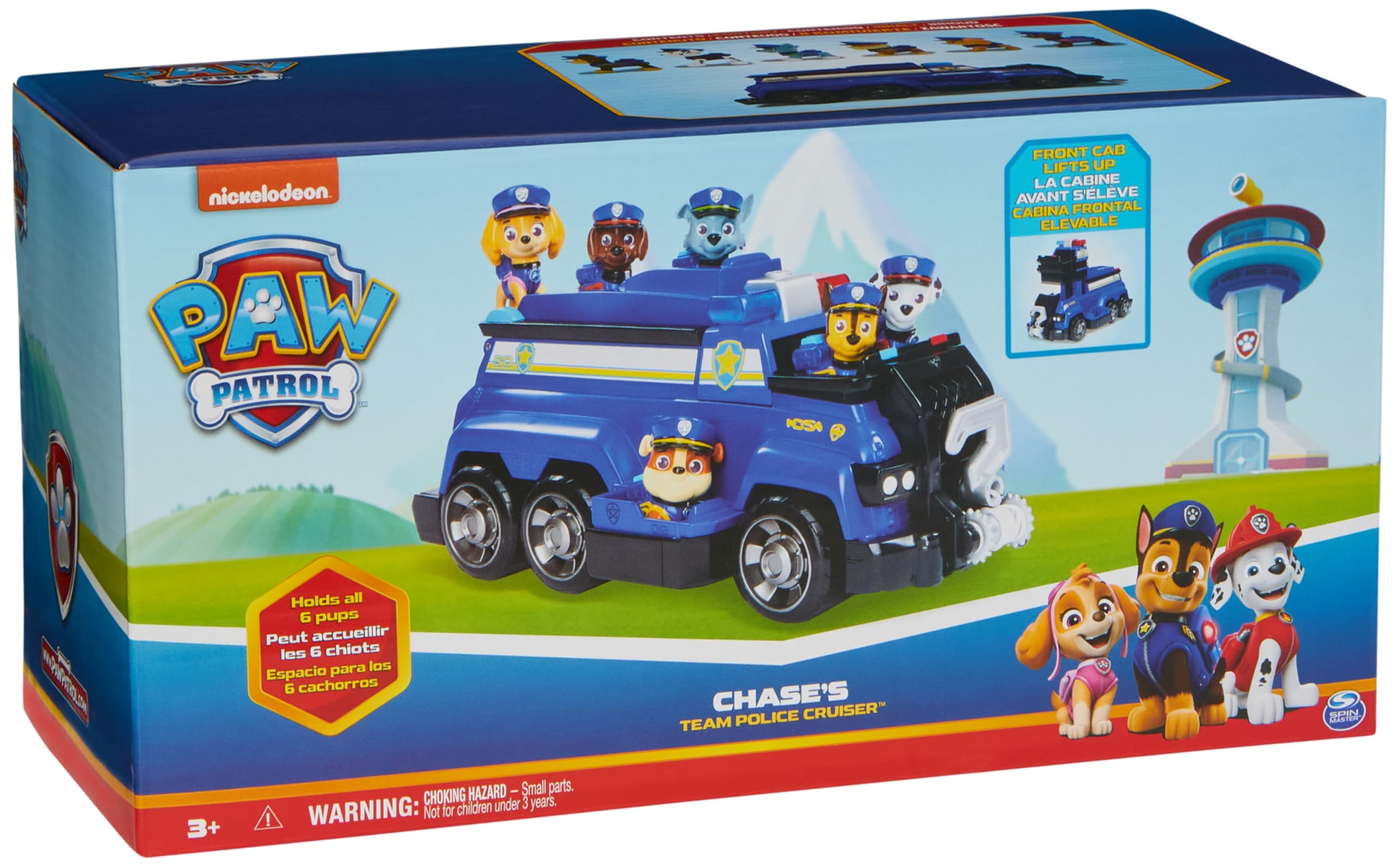 Paw Patrol Team Cruiser, Veicolo di Grosse Dimensioni con Action Figure Speciali di Chase, Marshall, Skye, Rubble, Rocky e Zuma, Giocattoli per Bambini e Bambine da 3 Anni in su