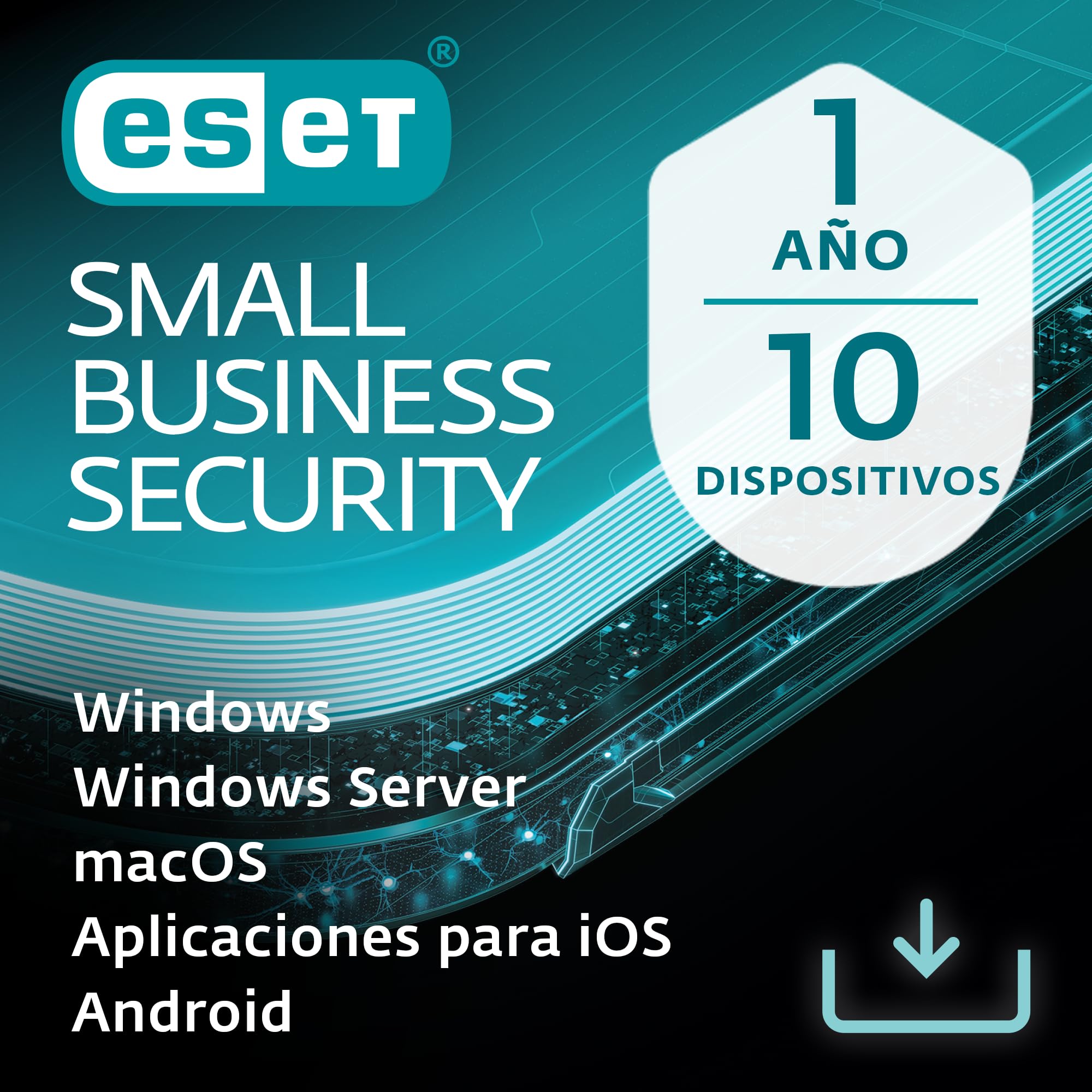 ESET Small Business Security | 10 dispositivos | 1 año | Antivirus, banca segura, navegación segura, cortafuegos, VPN, datos seguros, servidor protegido | Descarga digital