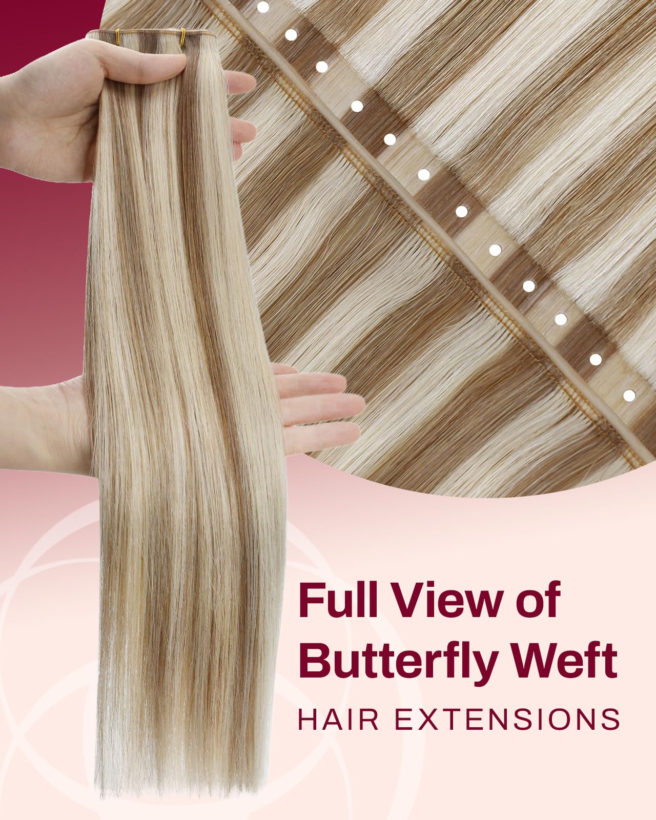 Moresoo Weft Hair Extensions Real Human Hair Medium Brown Highlighted Platinum Blonde Sew in Human Hair Extensions Brown to Blonde Full Head Remy Straight 18 Inch 100g/Pack #P6/60 — view 145