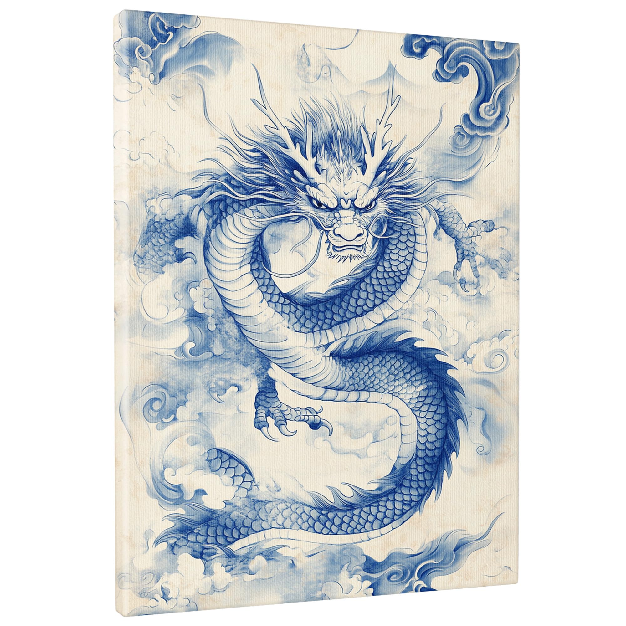 Amazon.com: Chinese Dragon Canvas Wall Art, Blue White Dragon