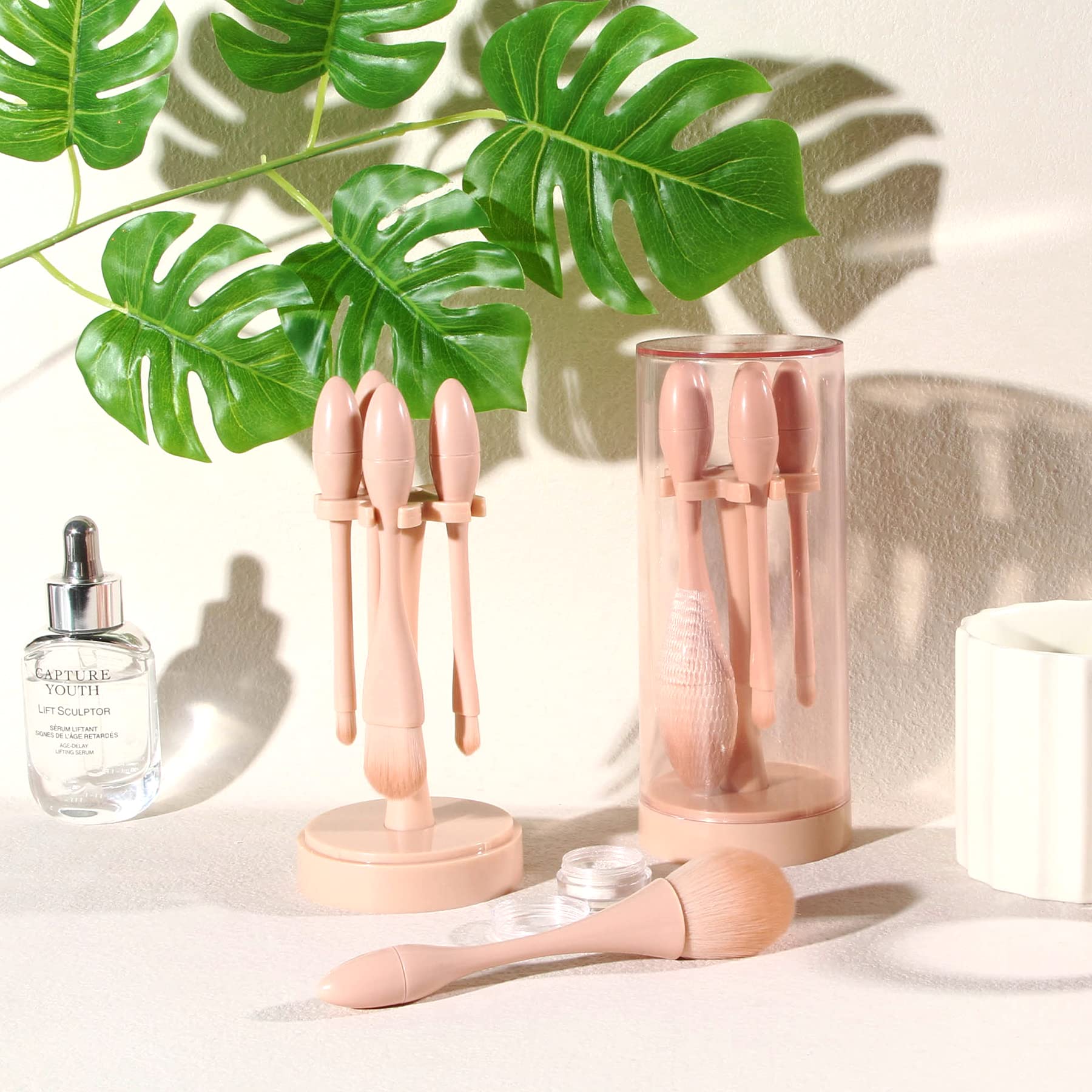 Portable Makeup Brushes Slim Waist Professional Cosmetics Brushes Foundation Powder Concealer Make Up Beauty Tool with Portable Storage Bucket