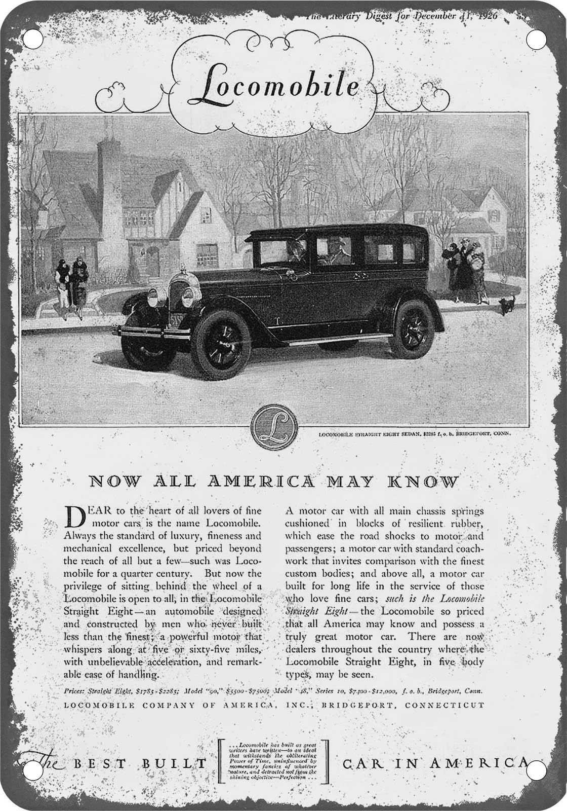 Miaomansenstore Metal Sign - 1926 Locomobile Vintage Ad 01 - Old Retro Rusty Look Home Decor