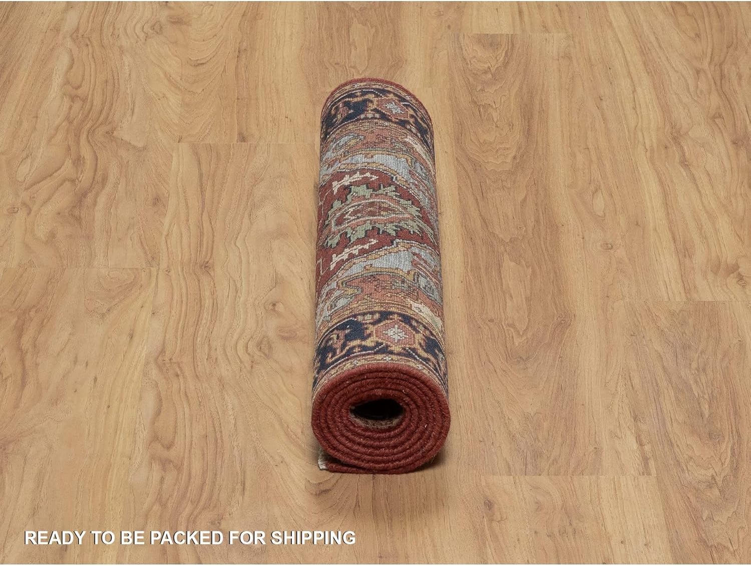Hand Knotted Wool Runner Rug, Barn Red, 2'6"x6'2", Heriz Style, Vegetable Dyes, Hand Spun New Zealand Wool