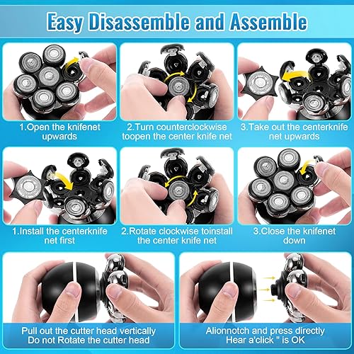 Miniatura 6 de Wjiang - Afeitadoras de cabeza para hombres calvos, afeitadora eléctrica 6 en 1 para hombre, afeitadora eléctrica en seco húmedo y seco,