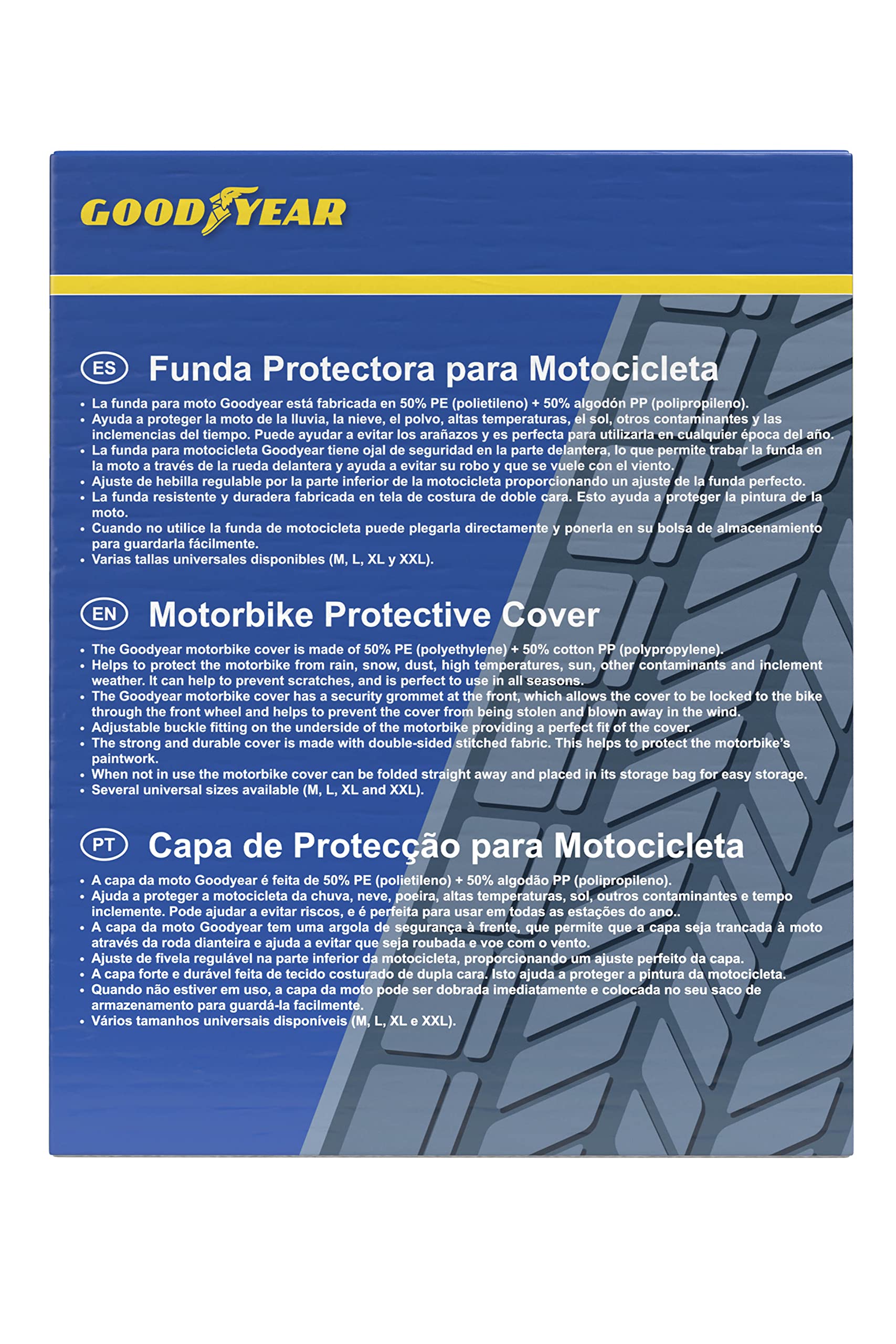 Goodyear Funda Protectora para Moto Talla L Doble Capa con Ojal de Seguridad