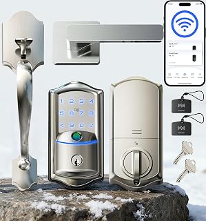 Veise VE027-H Wi-Fi Smart Lock for Front Door with Handle Set, Satin Nickel - Amazon product rated Grade A