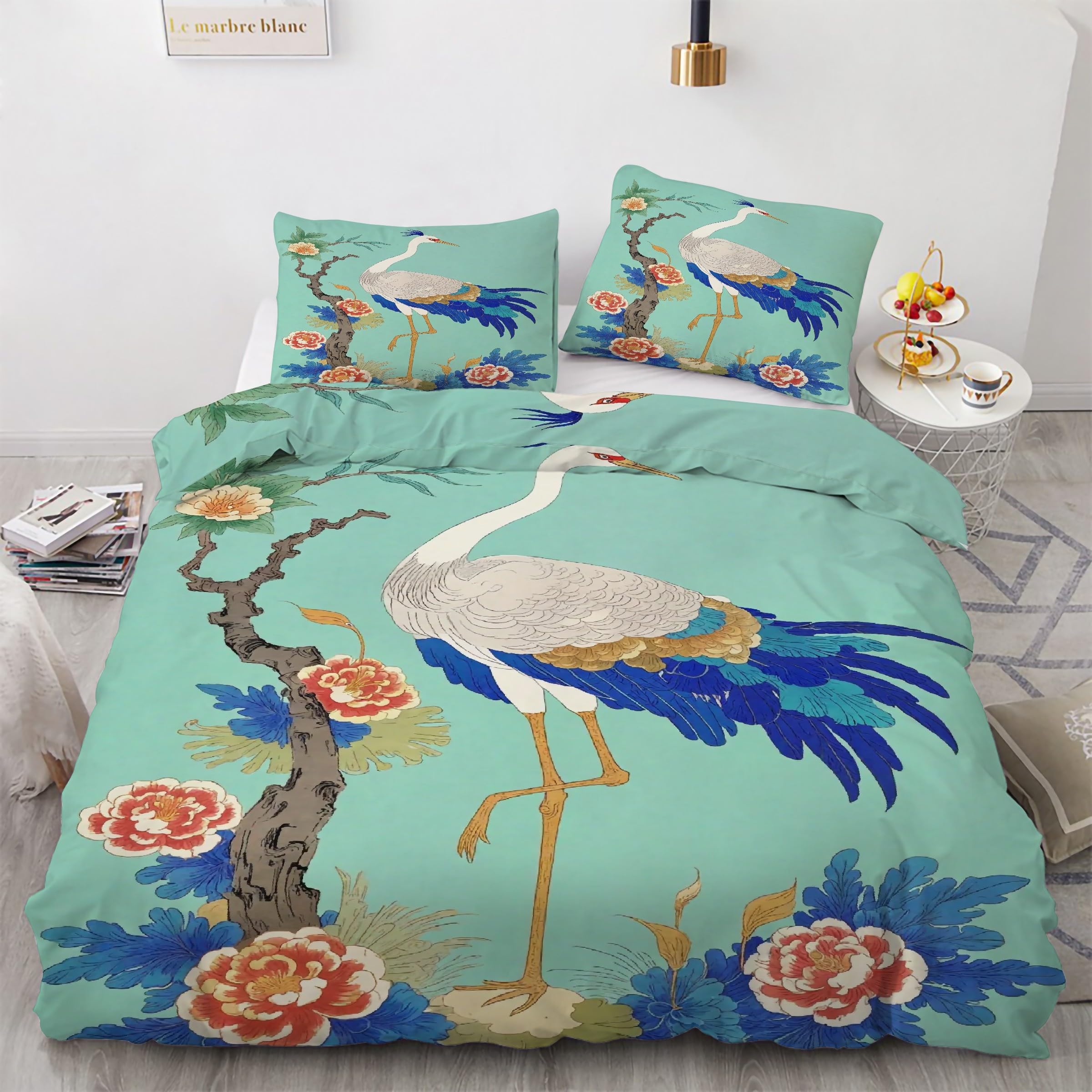 Parure de lit paon microfibre douce avec fermeture éclair 240x260