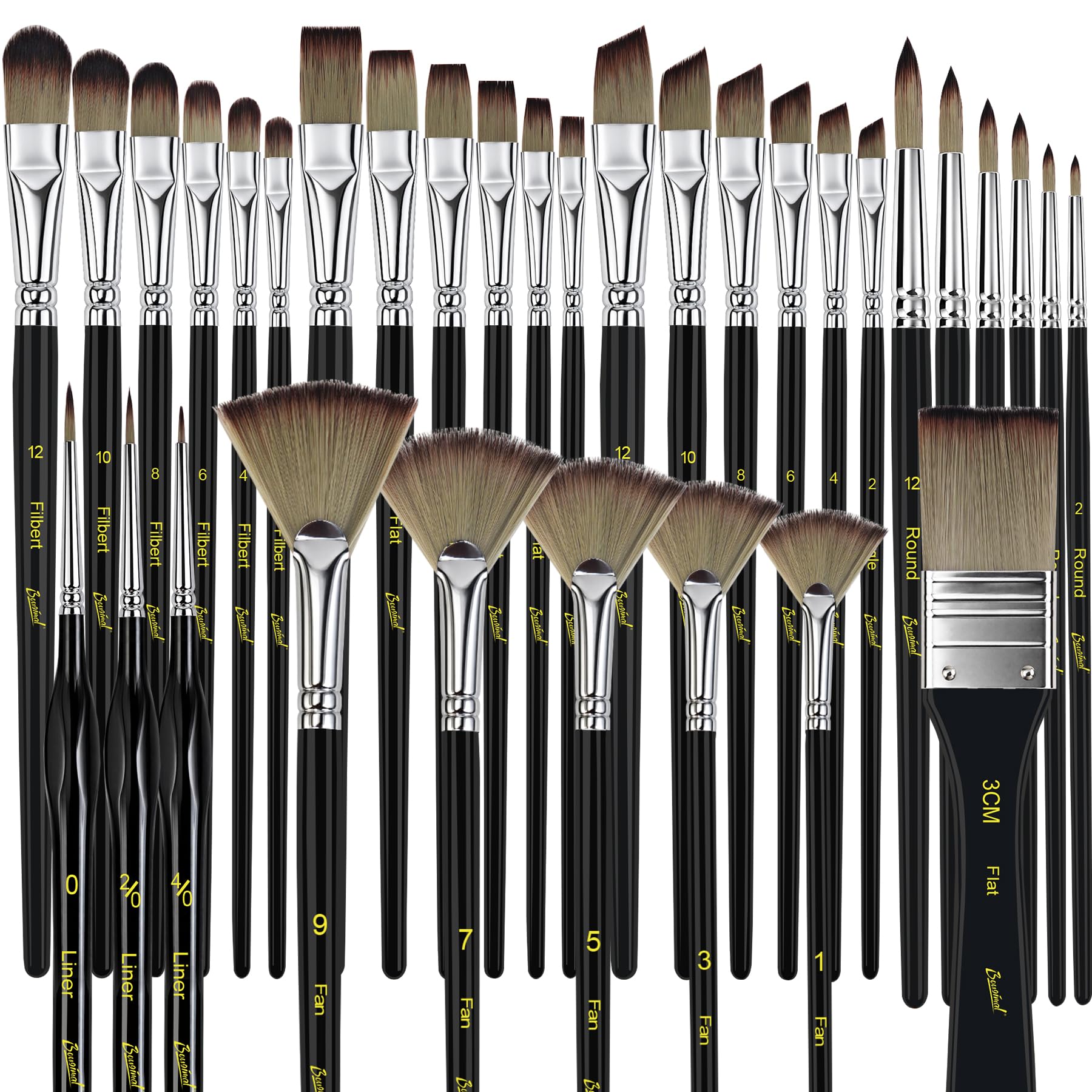 Bougimal Paint Brush Set - 33 Brushes -8 Bougimal Paint Brush Set - 33 Brushes -8