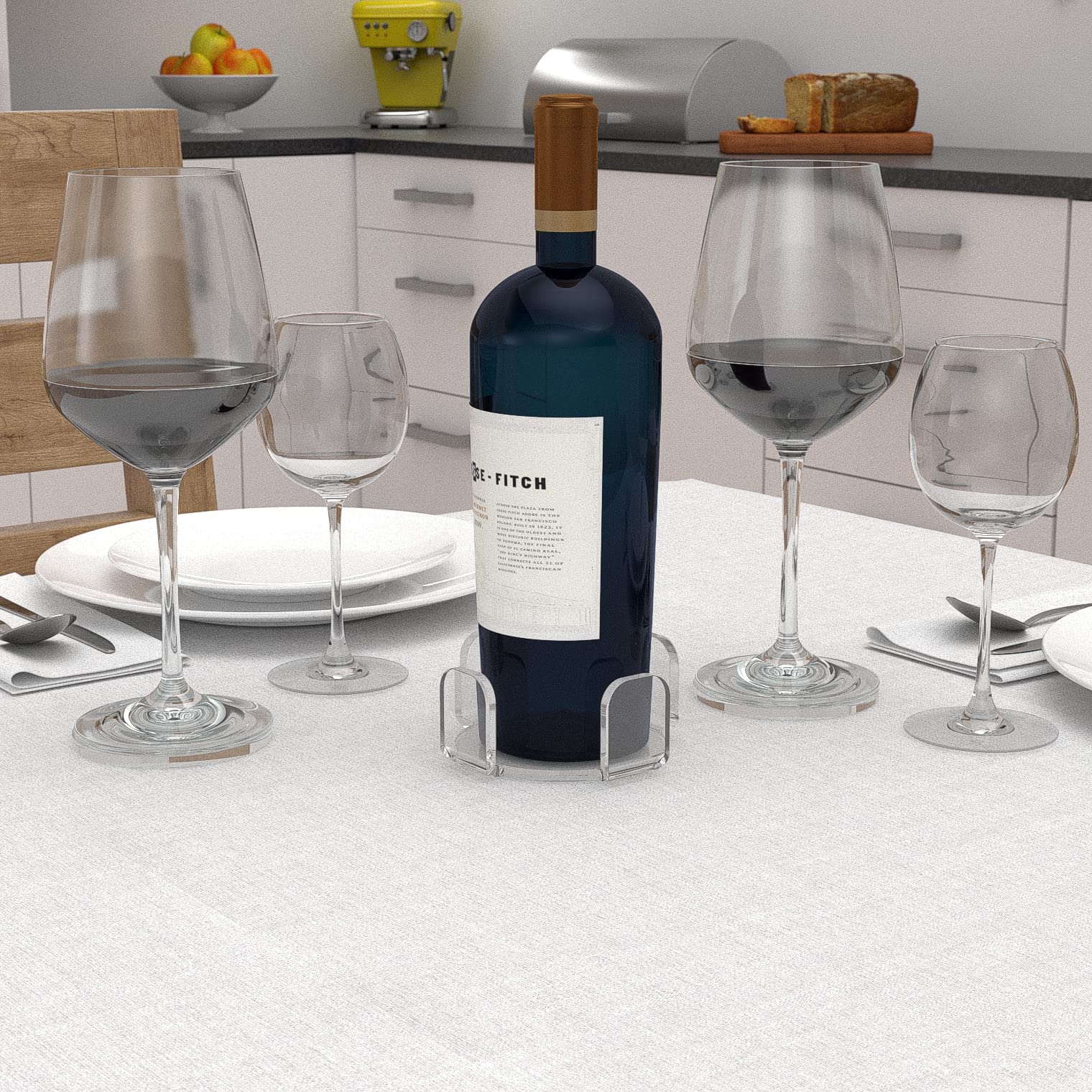 AGPLEX - Set sottobicchieri in vetro acrilico trasparente - Elegante set composto da 6 sottobicchieri e 1 sottobottiglia in acilico trasparente - Dischi da 85mm di diametro