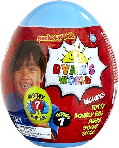 RYAN'S WORLD Mini huevo misterioso  Serie 1  El para los fans de Ryan!  incluye figuras, masilla, una bola hinchable y calcomanías.  para niños