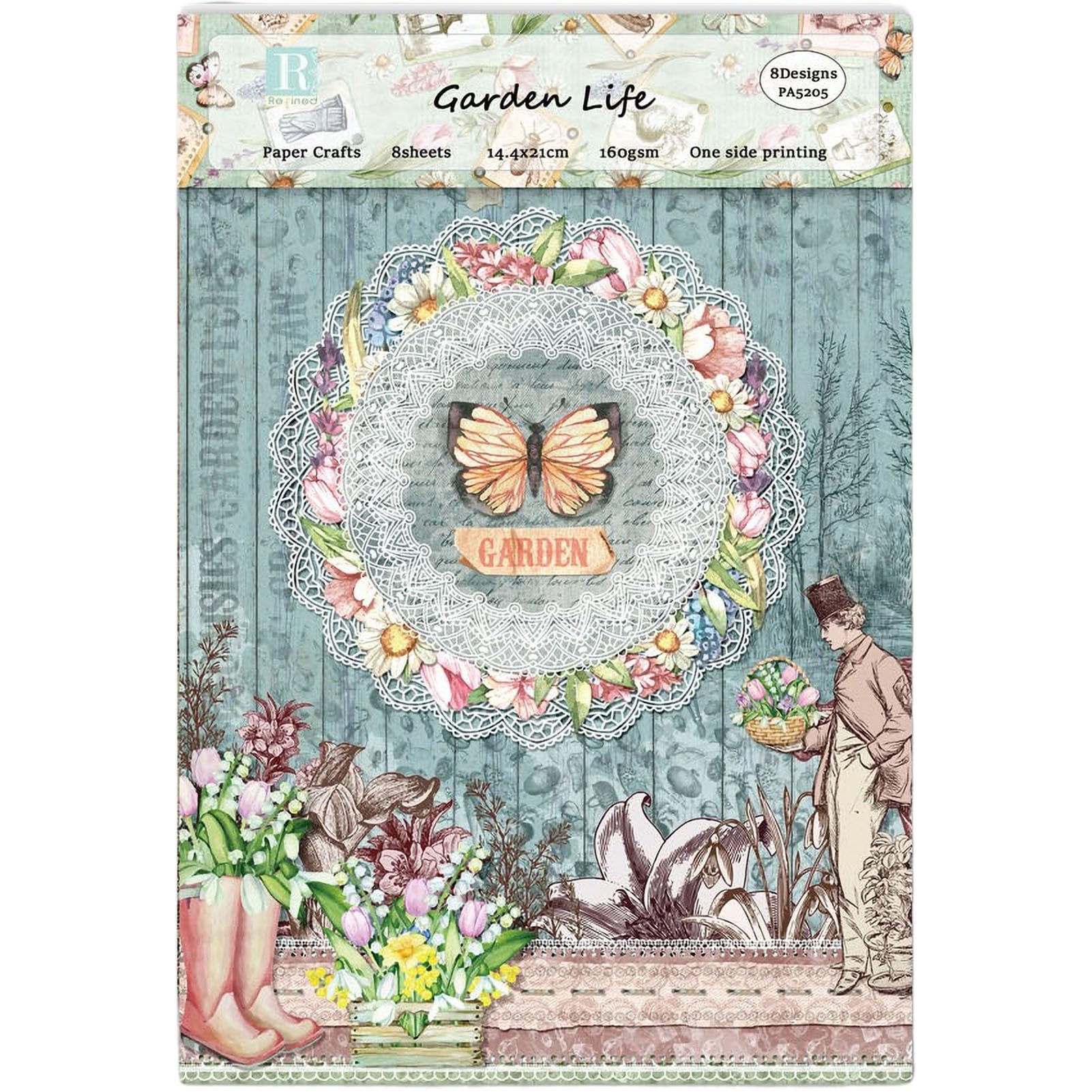 ZAKHSE Cardstock Paper, 24 Sheets A5 Size Scrapbook Paper Pad, Garden Life Pattern Paper Packs Single-Sided Floral Card Stock, 8 Designs, Decorative Craft Paper DIY Photo Album Card Making Supplies