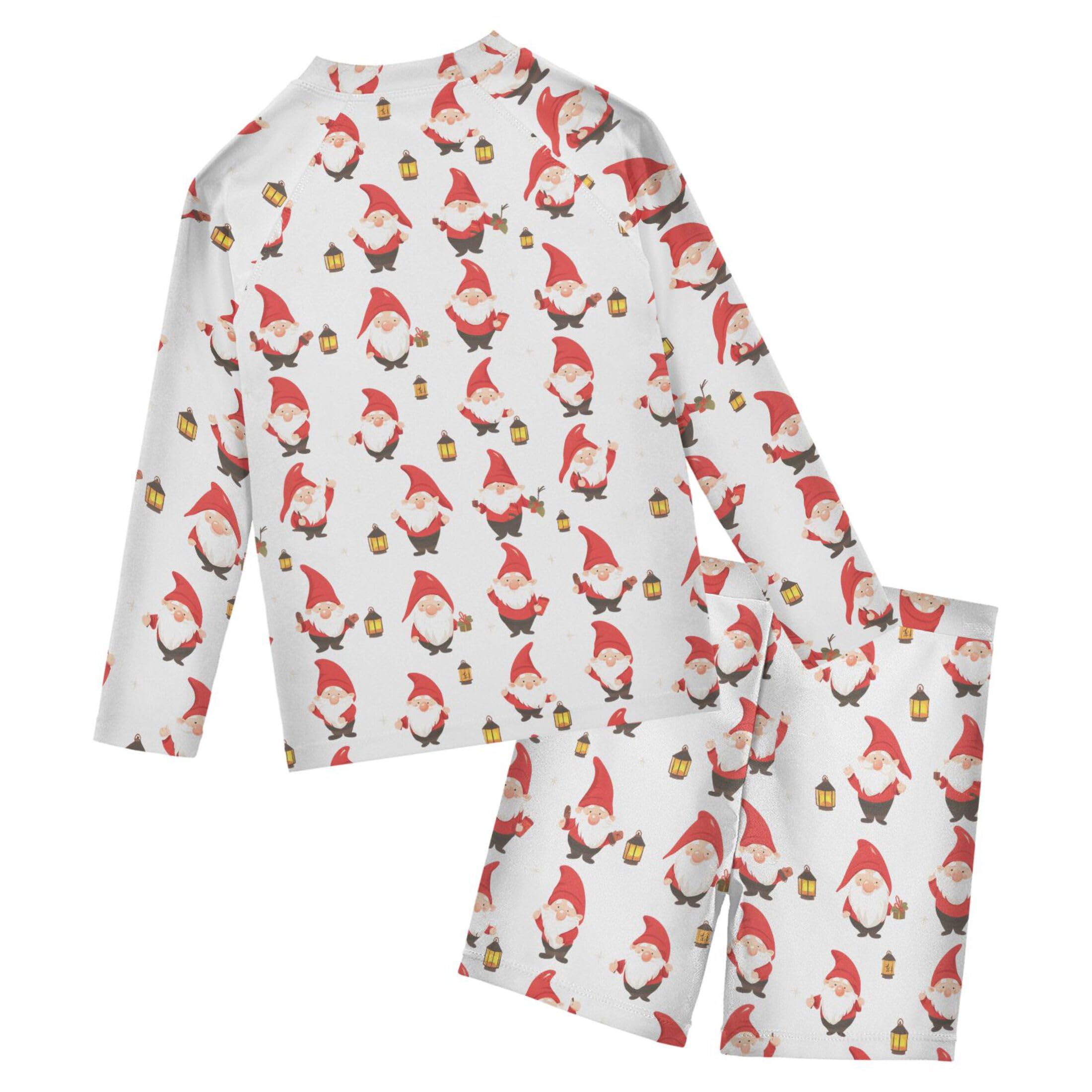 Christmas Xmas Gnome Dwarfs Baby Boys' Toddler Long Sleeved Rashguard Swim Bathing Suit Set B0403607