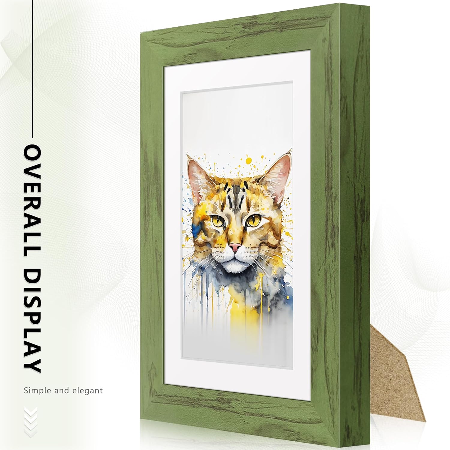 Picrit 5x7 Picture Frame Set of 12, Display 4x6 with Mat or 5x7 without Mat, Photo Frames for Wall Mounting or Table Top Display, Green Wood Grain - Image 2