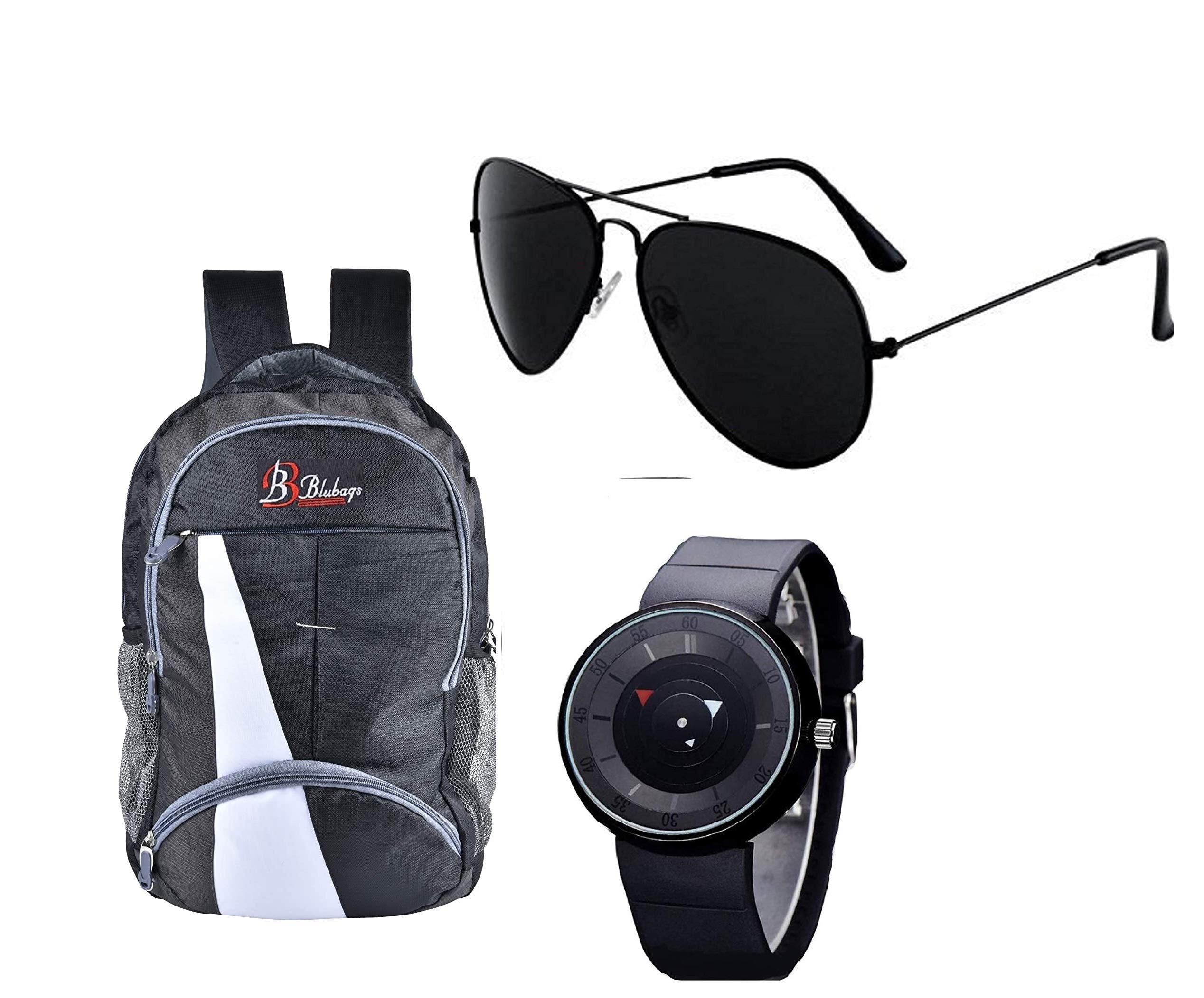 BLUBAGS Fabric 45 LTR Black Laptop Bag+Analogue Black DIAL Watch+Aviator Sunglass (B08HK5M6ZL) Amazon Price History, Amazon Price Tracker