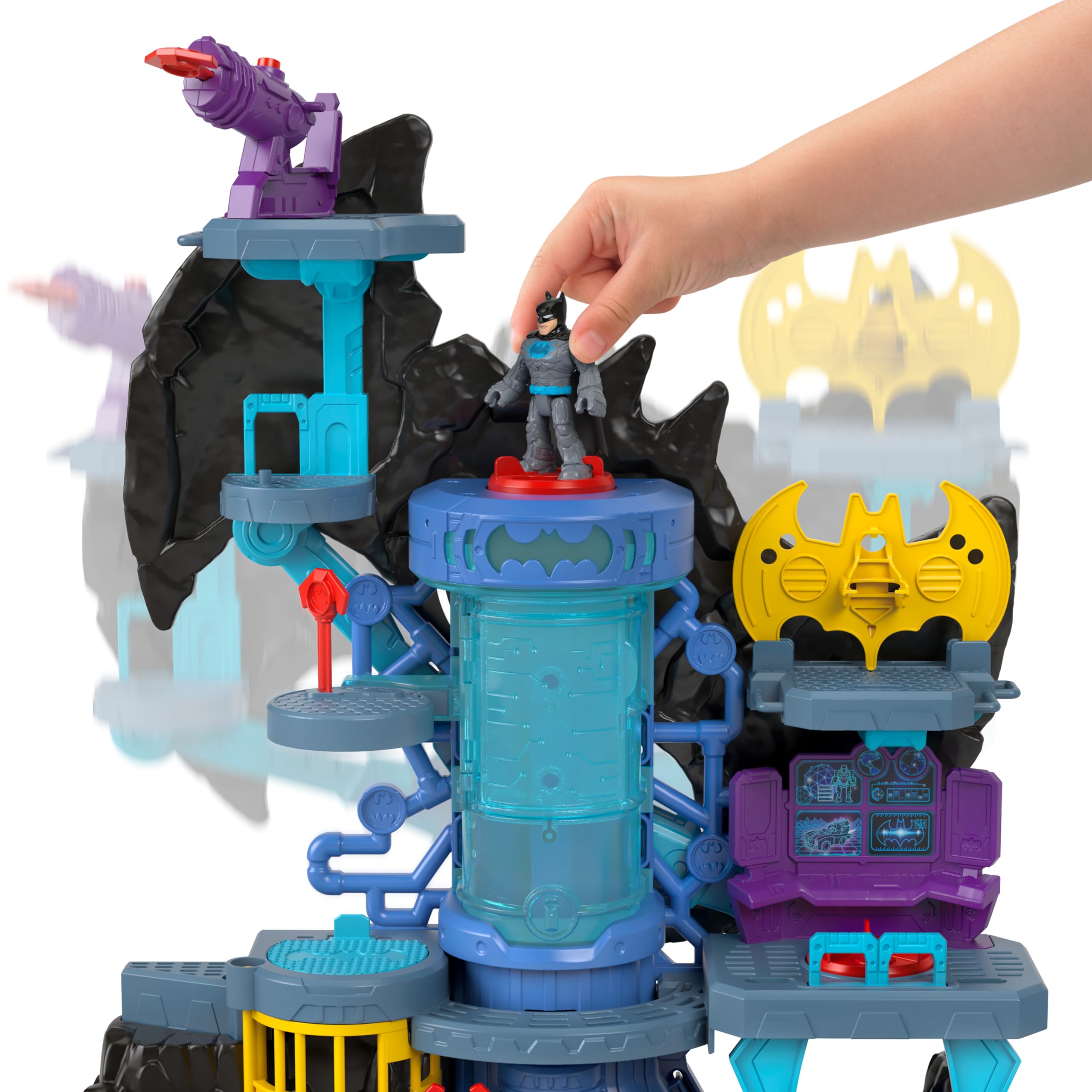Fisher-Price Imaginext DC Batcueva Bat Tech Casa de Juguete con Luces y Sonidos para Figuras, Incluye 1 muñeco de Batman (Mattel GYV24)