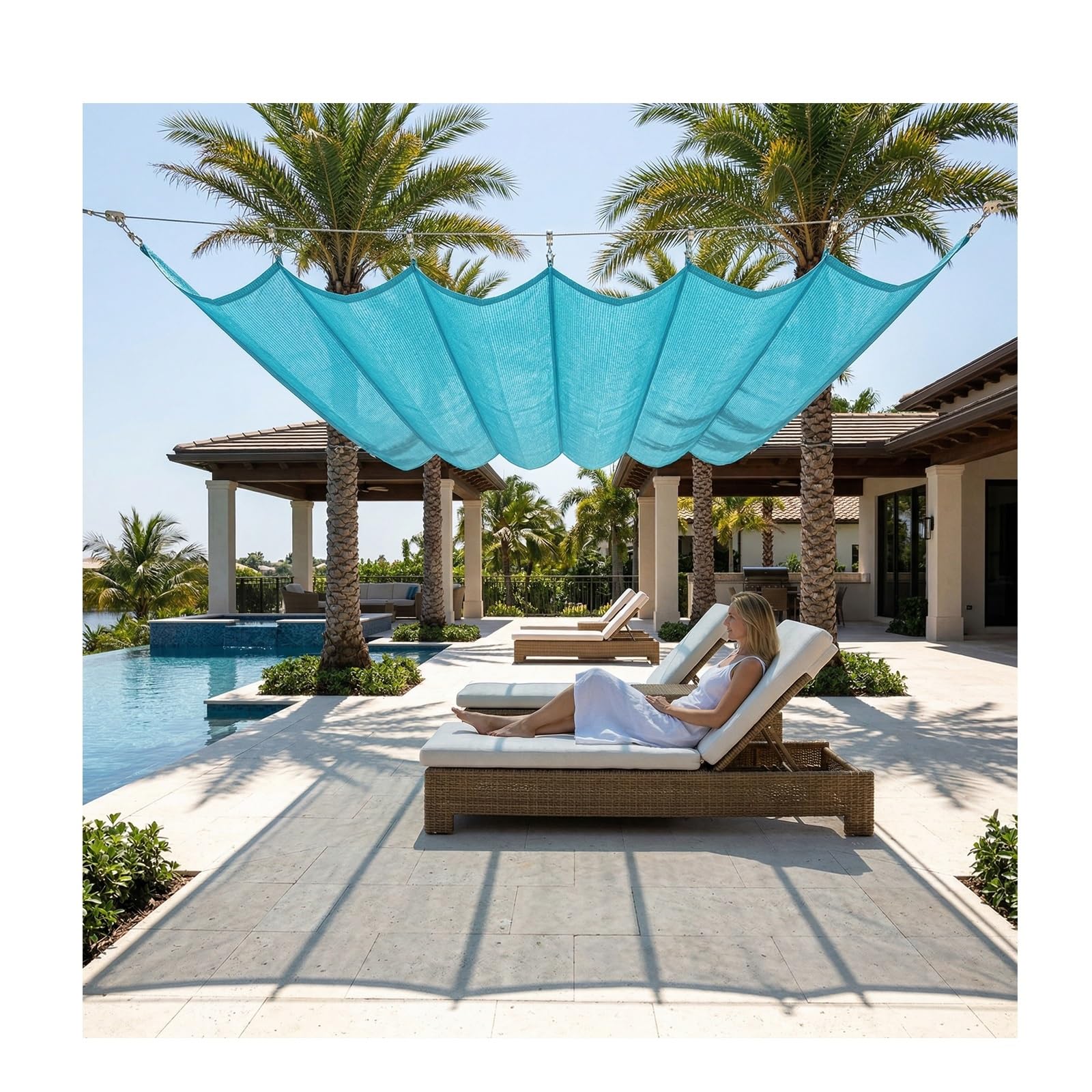 Auvent ondulé rétractable bâche maille HDPE extérieur pergola 3x13m