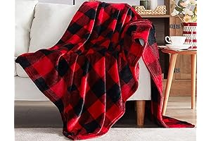 Buffalo Plaid Throw Blanket - Red and Black Fleece Blanket for Farmhouse Decor
