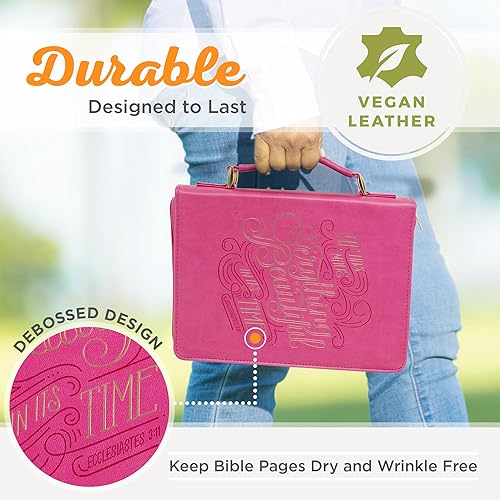 Miniatura 2 de Christian Art Gifts Funda para Biblia de moda para mujer, He Has Made Everything Beautiful Eclesiastés 311, piel sintética rosa, talla M
