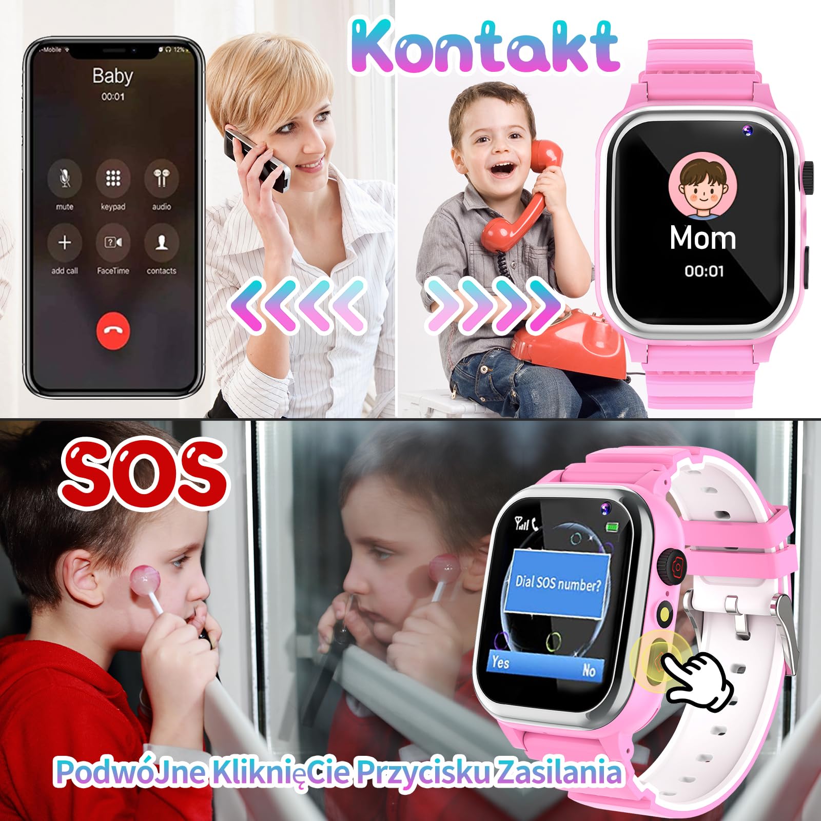 Smartwatch dla Dzieci z 26 Gry Telefon Pedometr Kalorie SOS Budzik Zegarek HD Camera Muzyka Wideo Stoper Inteligentny Zegarek dla Dzieci na Dzień Szkoły Prezenty Urodzinowe