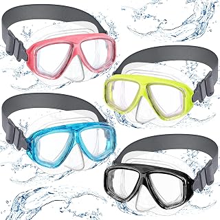 Flutesan 4pcs Kids Youth Swim Goggle with Nose Cover Elastic Strap