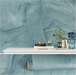 VEELIKE Vintage Blue Marble Wallpaper Self Adhesive Contact Paper Marble Sticky Back Plastic Roll Washable Vinyl Wrap for Kitchen Worktop Vinyl Covering Countertop Bathroom Living Room 40cm x 300cm