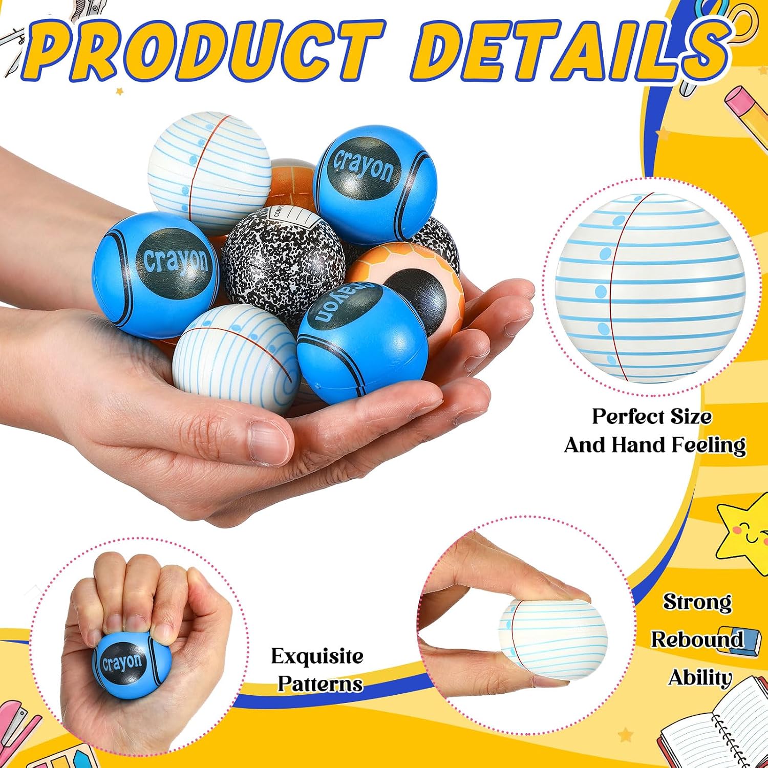 Civaner 24 Pcs Back to School Themed Mini Stress Balls Party Favors image 3