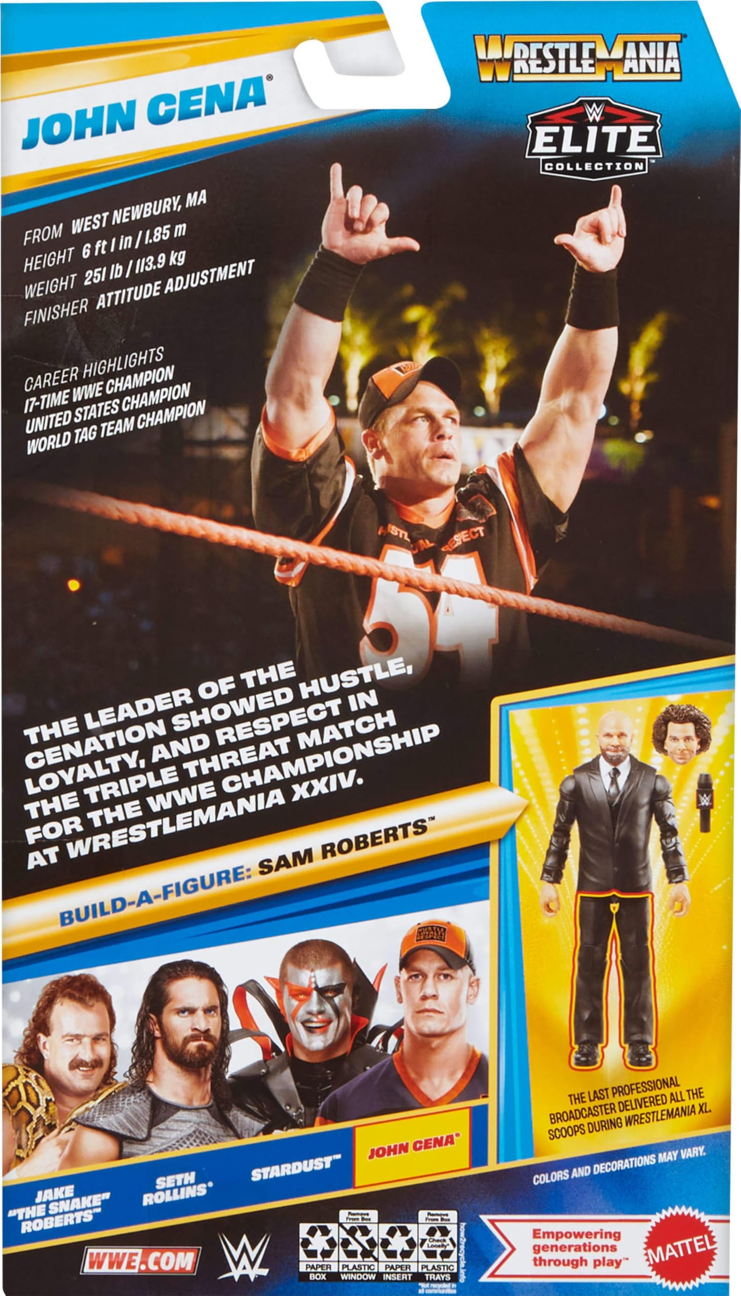 Mattel WWE Elite Collection Wrestlemania John Cena, figura de ação