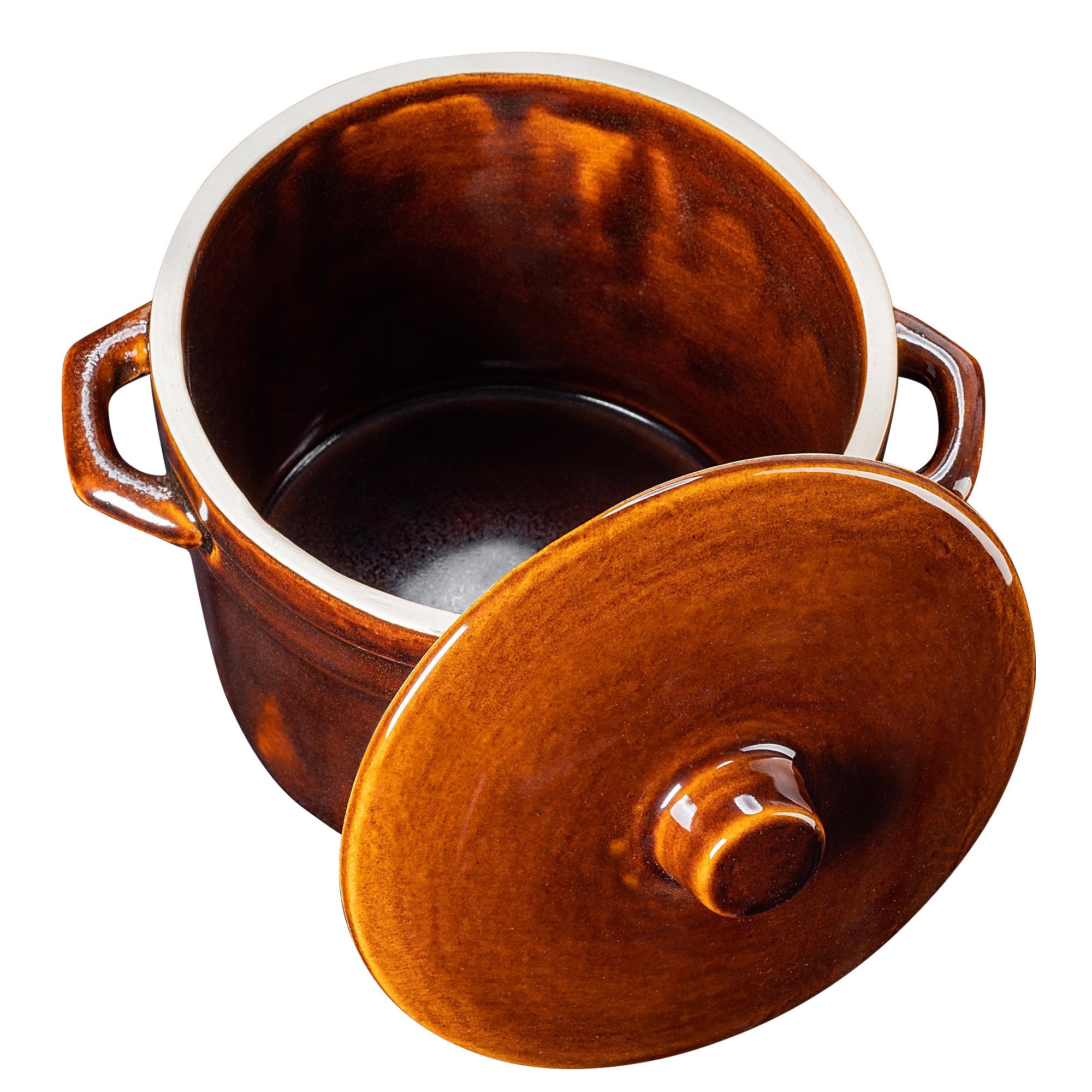 KADAX Olla de Gres Con Asas Laterales y Tapa - Cerámica Hecha a Mano, Apta Para Lavavajillas, Para Guardar Pepinos (2,5 L)