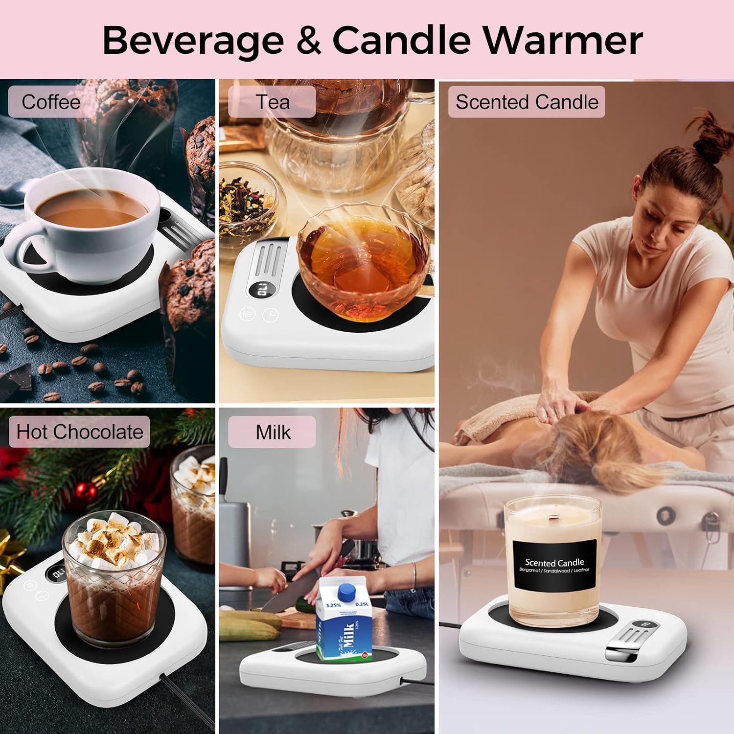 Coffee Mug Warmer with Auto Shut Off Timer, Mug Warmer & Coffee Warmer for Desk with Auto On/Off, Smart Coffee Cup Warmer with 3 Temperature Settings, Mug Warmer with LED TEM/TIME Display, Best Gift