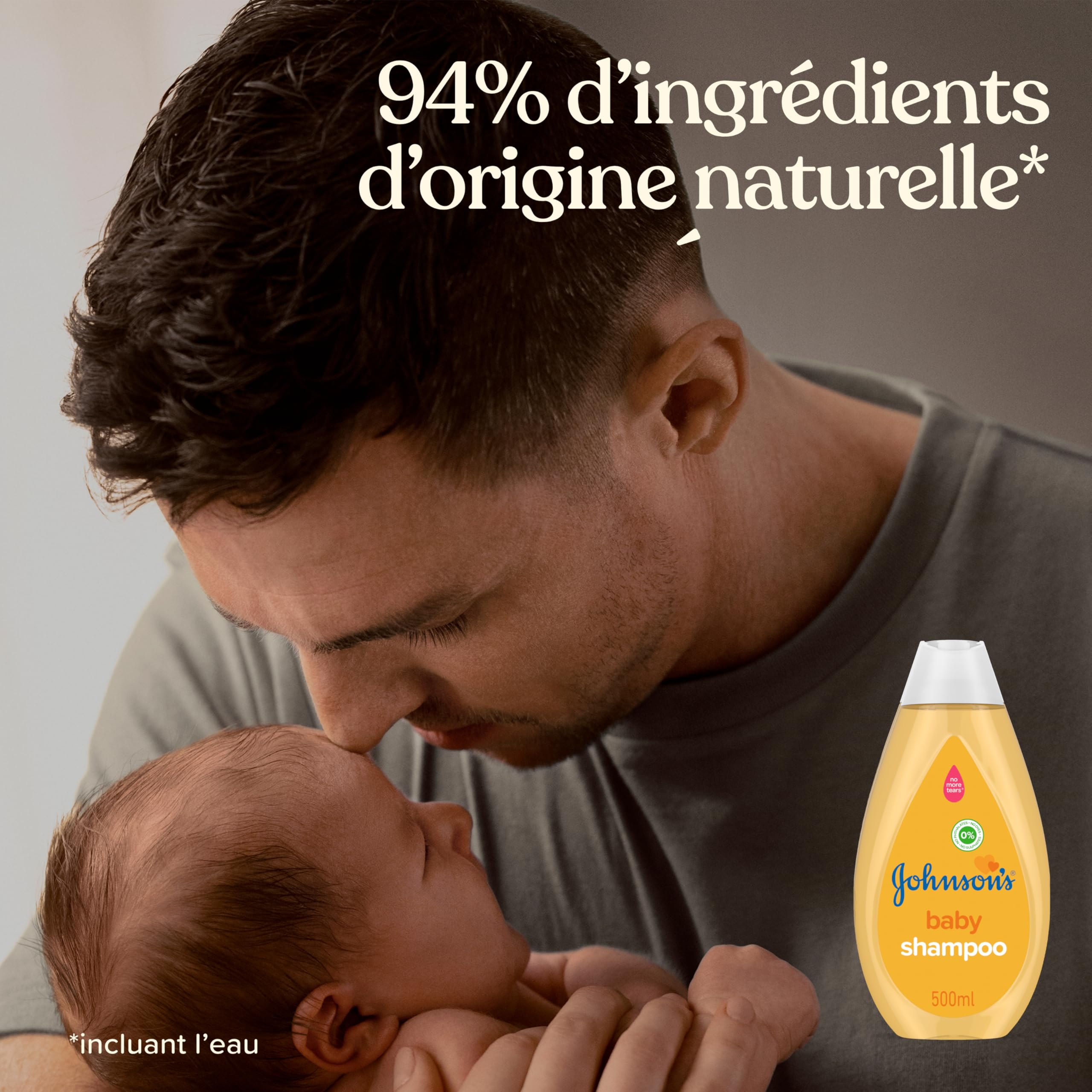 Johnson's Baby – Shampoing (500 mL) – Ne pique pas les yeux – 94% d’ingrédients d’origine naturelle – Pour des cheveux et un cuir chevelu qui semblent plus sains
