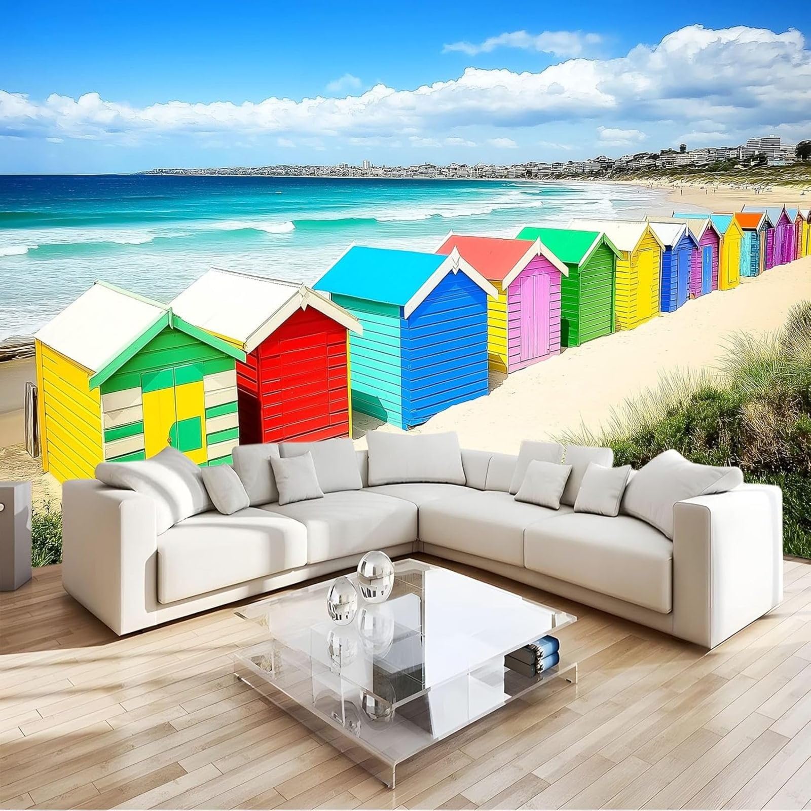 hgjdjhnf Photo Wallpaper Australian Coast Wallpaper wall Covering wall Decoration Design Patterned Wallpaper wall Decoration Living Room Bedroom Office Hallway, Blue, 400cm x 280cm