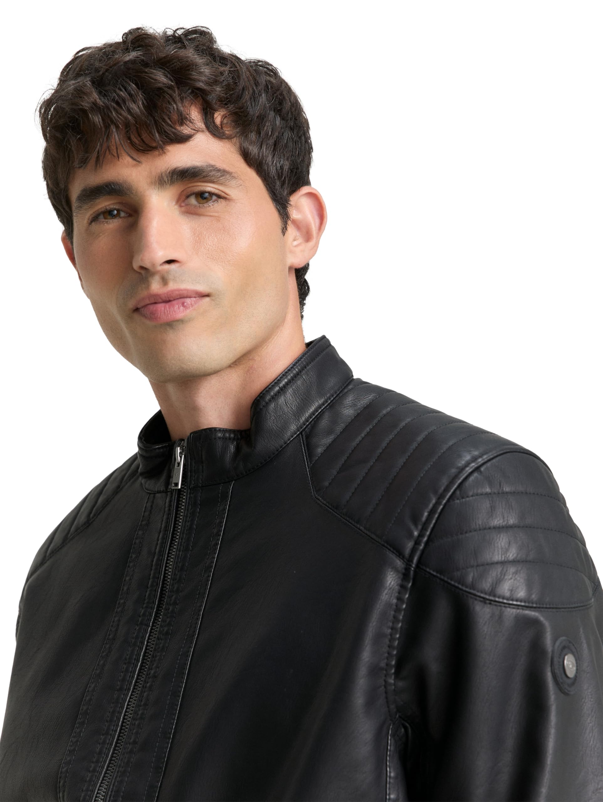 TOM TAILOR Męskie Kurtka motocyklowa ze sztucznej skóry 1026337, 29999 - Black, M