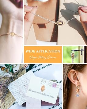YETOOME 36 Pcs Virgin Mary Charms 6 Colors Alloy Rhinestones Our Lady Miraculous Medal Charms Pendants for Necklace Bracelet Jewelry Making and Crafting Supplies
