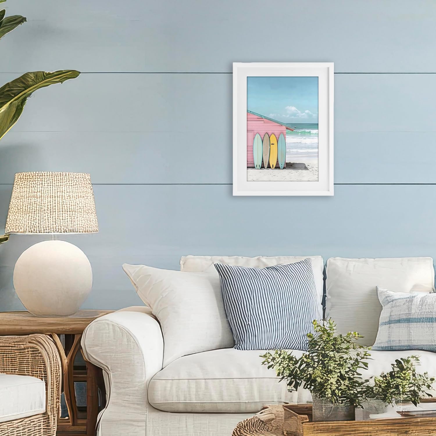 Stupell Industries Pastel Beach Dream White Framed Print Under Glass, design by LSR Design Studio, 20 x 14