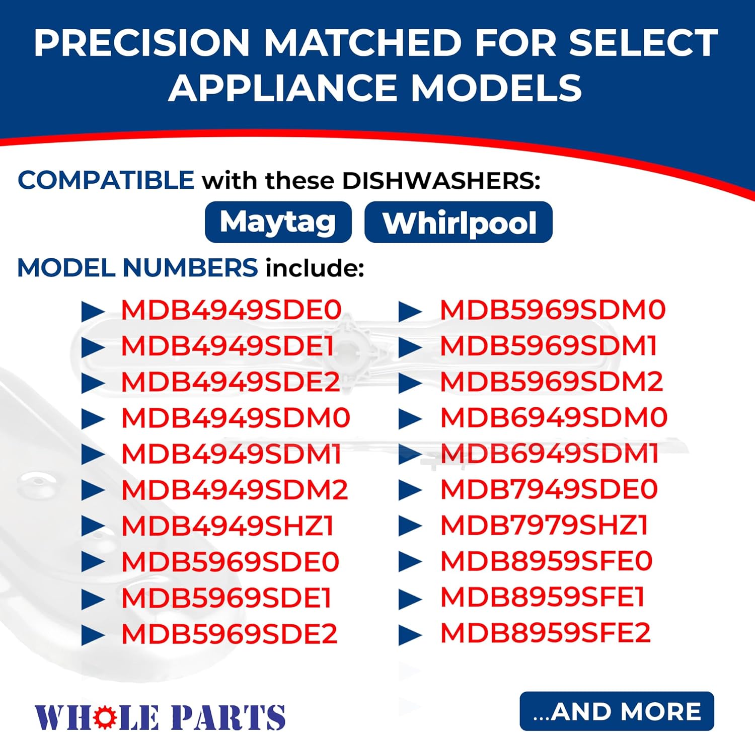 Upgraded Whole Parts Dishwasher Lower Spray Arm Part# W10803178 - Replacement and Compatible with Some Maytag and Whirlpool Dishwashers