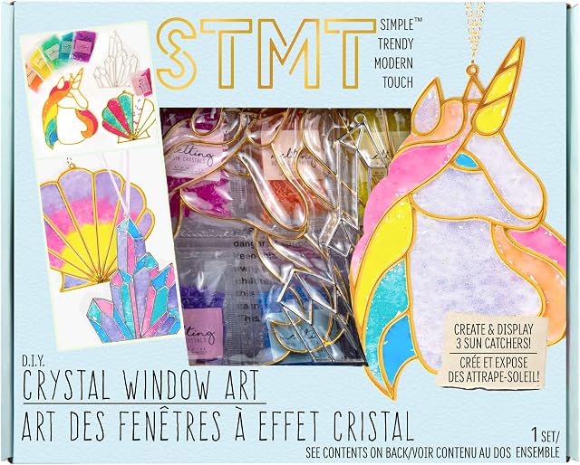 STMT DIY. Crystal Window Art, Create & Display 3 Metal Suncatchers, Chains & Cording Included, Mosaic Window Art, Suncatcher Kit for Teens