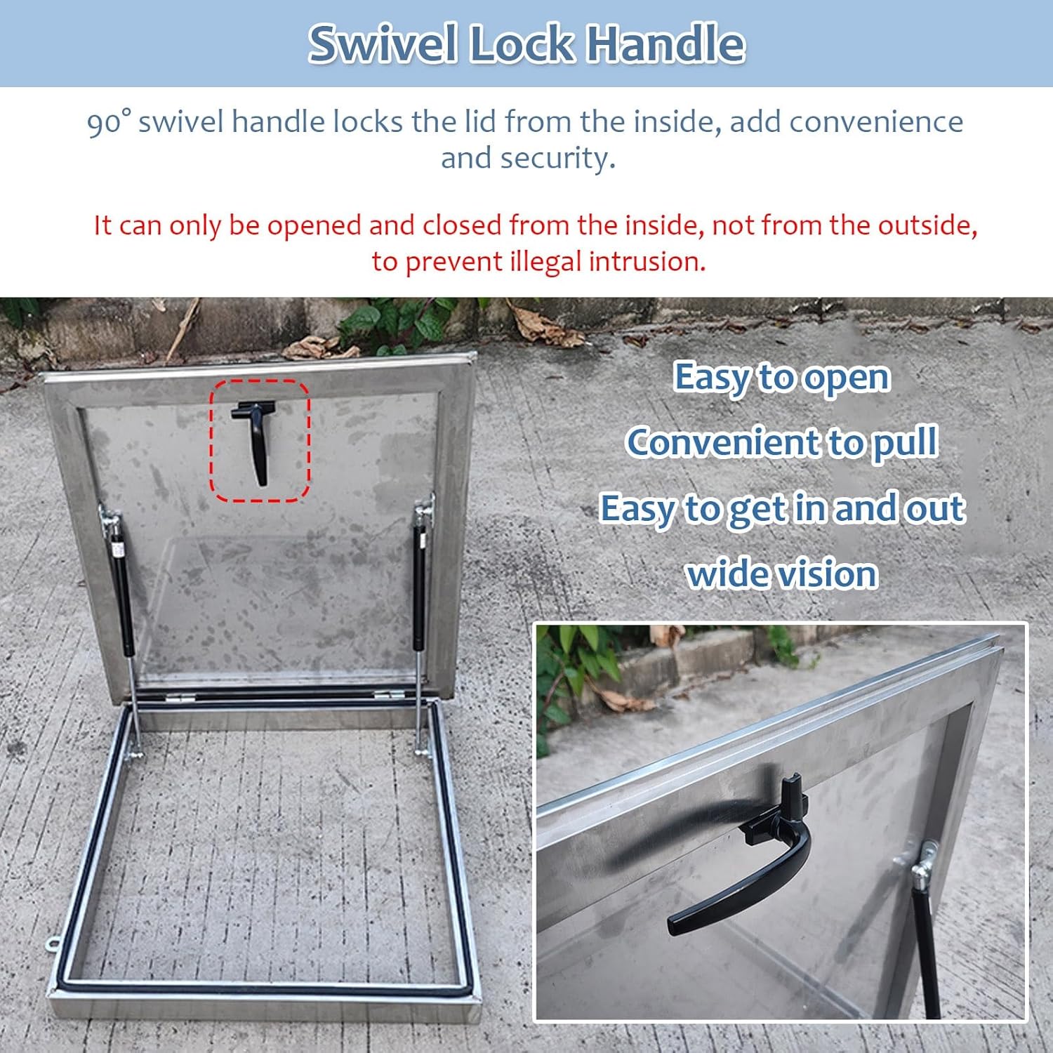 JYHHCYS Roof Access Covers Waterproof - Attic Exit Lid/Roof Skylight Covers with Handle & Rubber Sealing Strip - Commercial Escape Hatch Caps for Warehouses, Industrial(LXW-60x50cm)