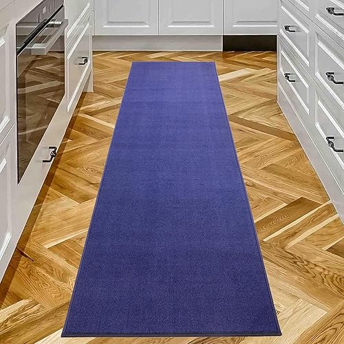Miniatura 5 de RugStylesOnline Alfombras de pasillo para pasillos de 2 x 7 pies, lavables, antideslizantes, color sólido, para entrada, cocina, dormitorio (azul