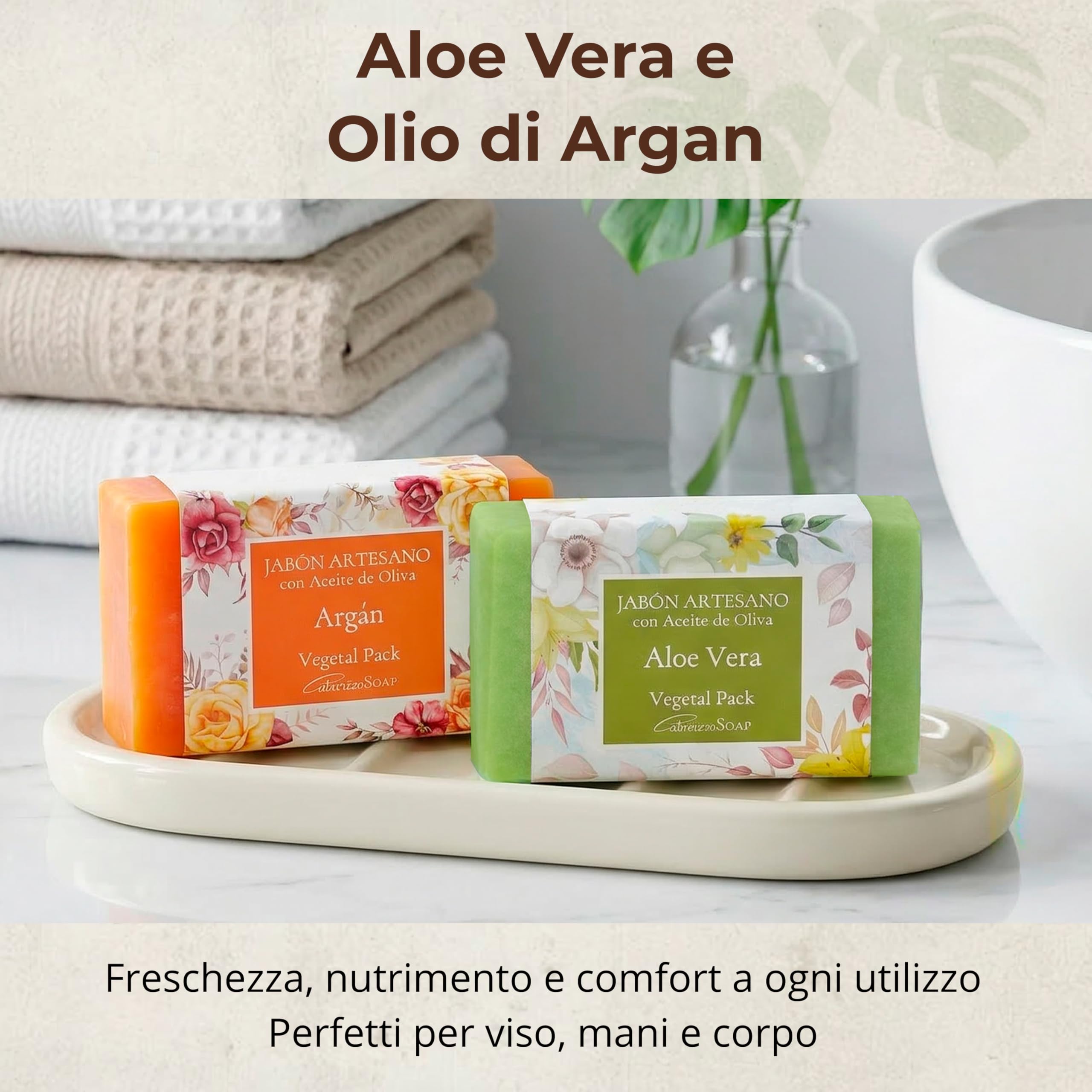 Set Sapone Naturale Corpo Karité, Argan, Mosqueta e Aloe – 4 saponette naturali 125 g in scatola – saponi naturali artigianali per viso, sapone solido corpo uso quotidiano
