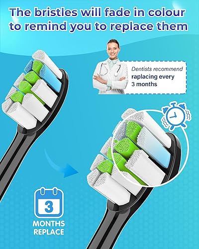 Miniatura 5 de Cabezales de repuesto para cepillo de dientes compatibles con Philips Sonicare paquete de 10 cabezales de cepillo eléctrico de repuesto suaves
