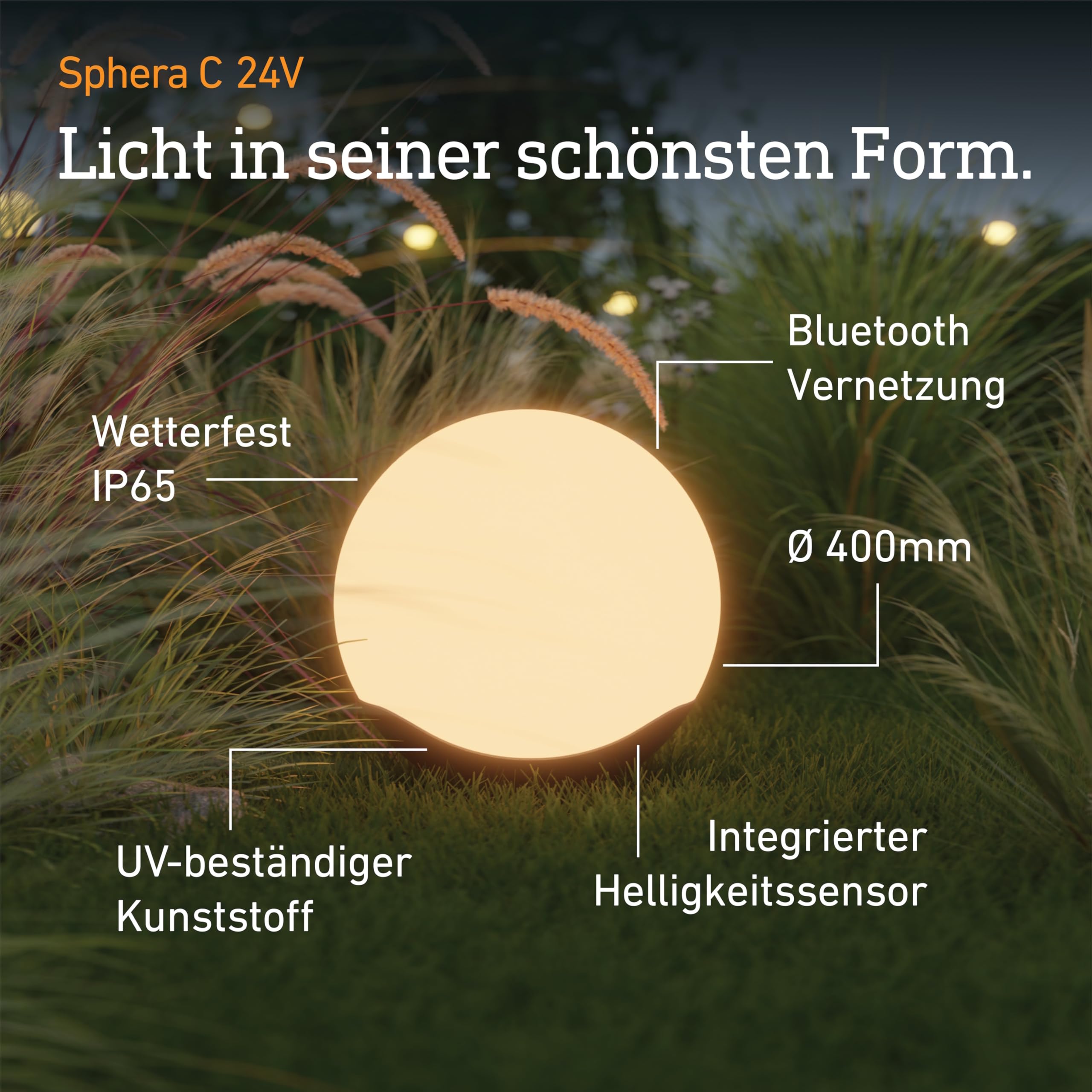 Steinel Sphera C LED-Kugelleuchte 24V Ø400mm IP65 App-Steuerung Helligkeitssensor