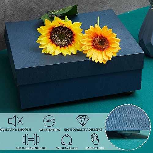 Miniatura 4 de Honoson 24 ruedas giratorias autoadhesivas de acero inoxidable, rueda universal de rotación de 360 grados para almacenamiento inferior (gris con 1