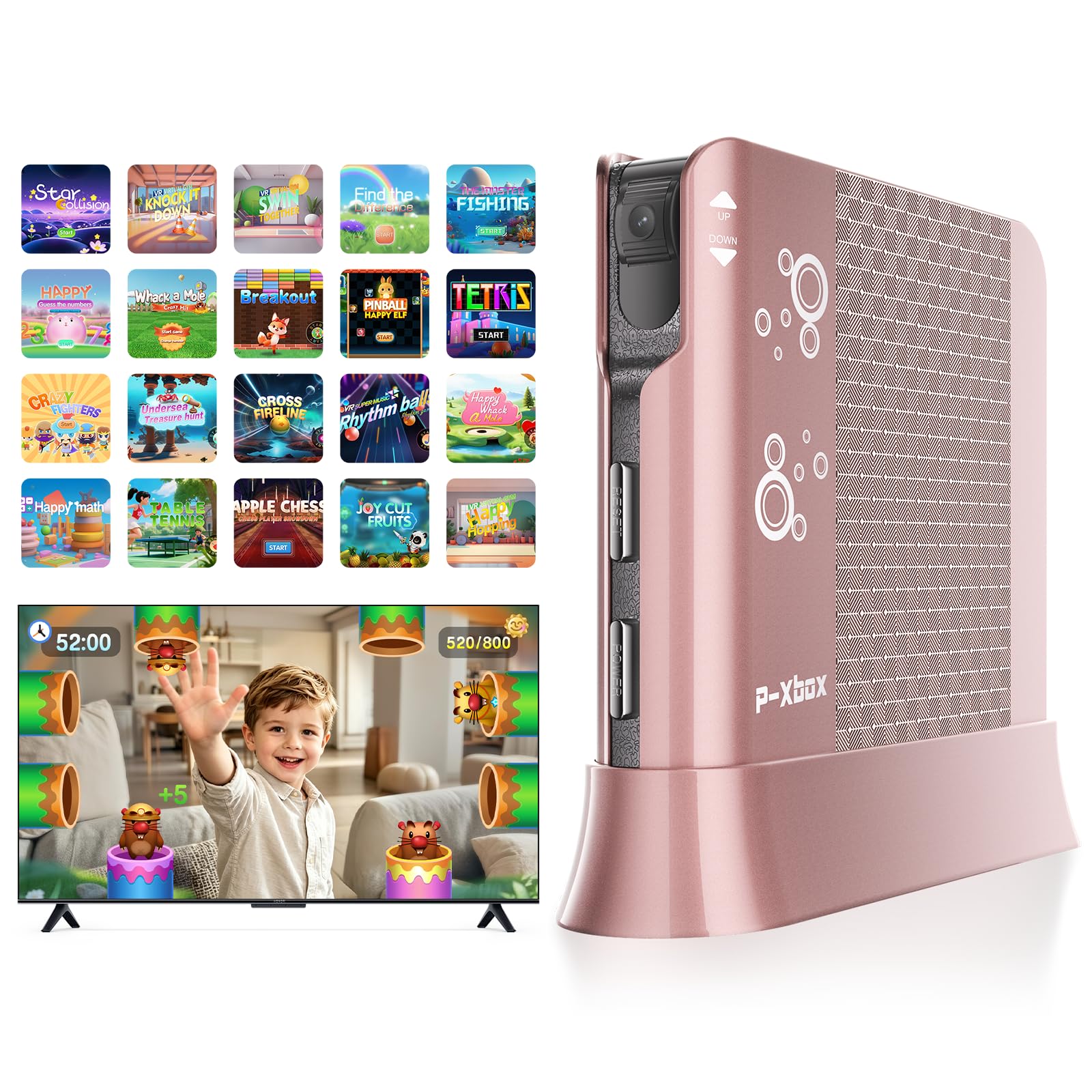 Console di Gioco con Controllo del Movimento per Bambini, Sistema Videogiochi Plug & Play per TV, Giochi Attivi Indoor e Divertimento per Famiglia, Ideale per Serate di Gioco e Feste