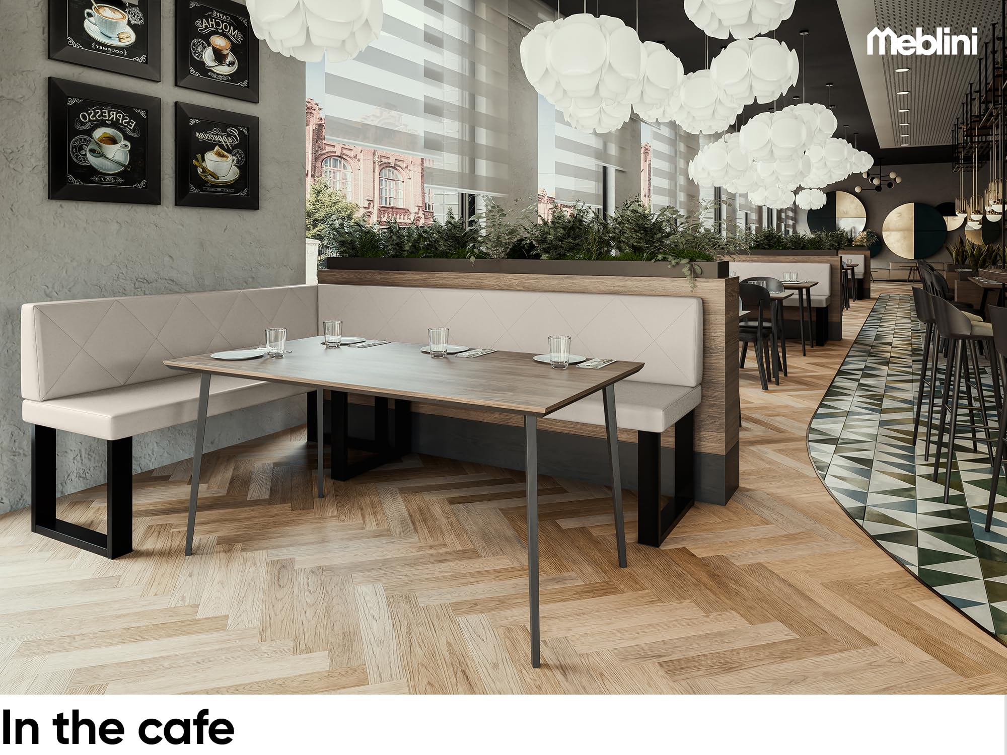MEBLINI Eckbank für Esszimmer - Küchenbank - Essecke - Sitzecke Küche - ERIC - U-Beine 142x196x87cm Links - Beige Kunstleder