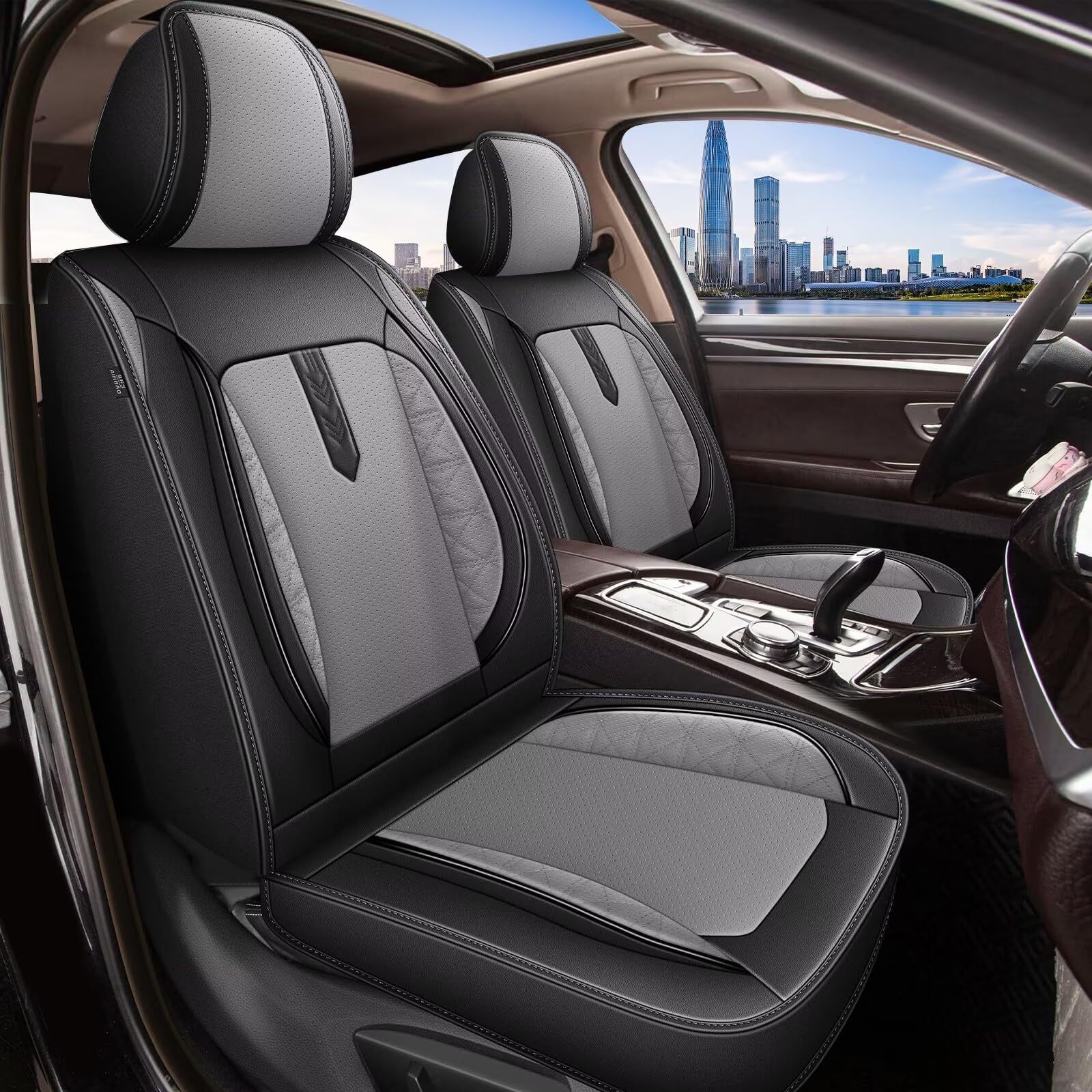 AOMSAZTO Car Seat Covers Fit for Hyundai Elantra 2017-2026 Full Set Leather Car Seat Cover Automotive Seat Cushion Seat Protector Waterproof