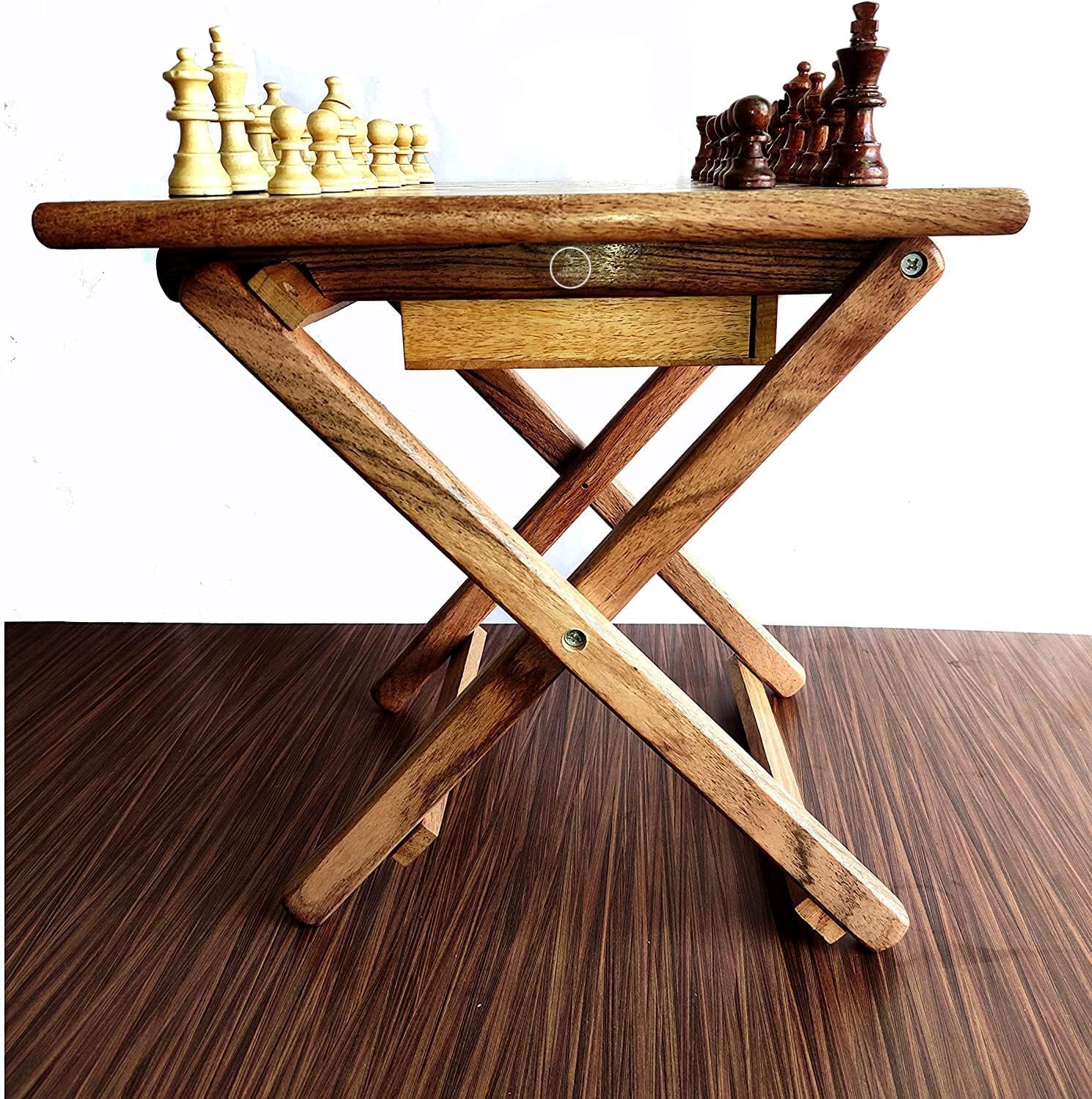 Tavolo magnetico di piccole dimensioni in legno di palissandro | Set di scacchi fatto a mano con tavolo da gioco pieghevole | Casa, ufficio, viaggi e regali | Qualità solida