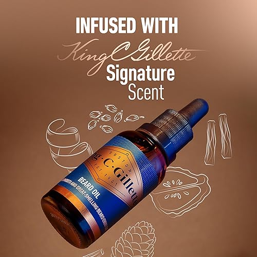 Miniatura 5 de King C. Gillette Aceite para barba para hombres – Argán, Jojoba, aguacate, semillas de macadamia y aceites de almendras – Hidrata y suaviza la barba