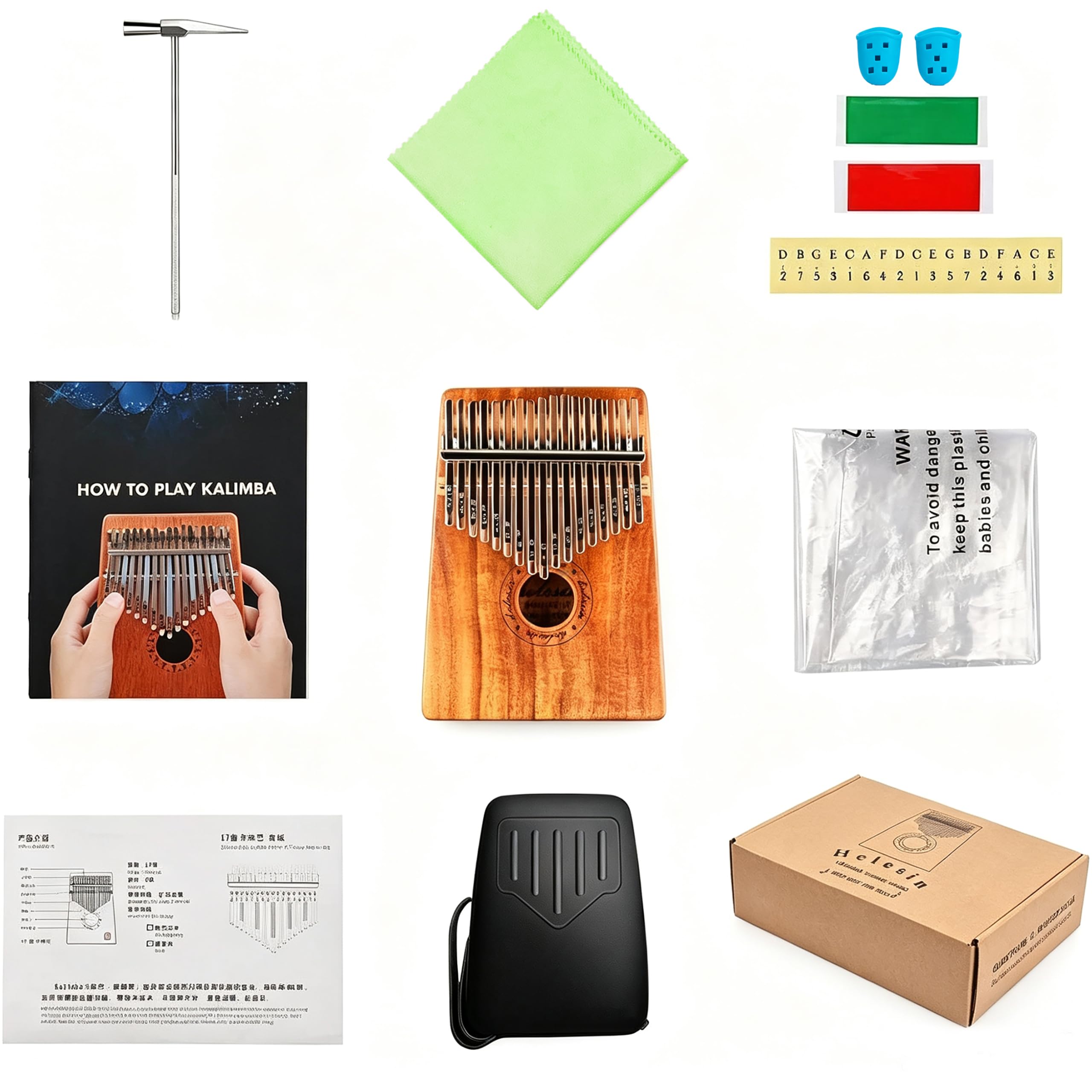 Kalimba - Kalimba 17 llaves, piano de pulgar, Kalimba Thumb Piano Dedo Sólido Kalimba Instrument con caja protectora impermeable (KOA)