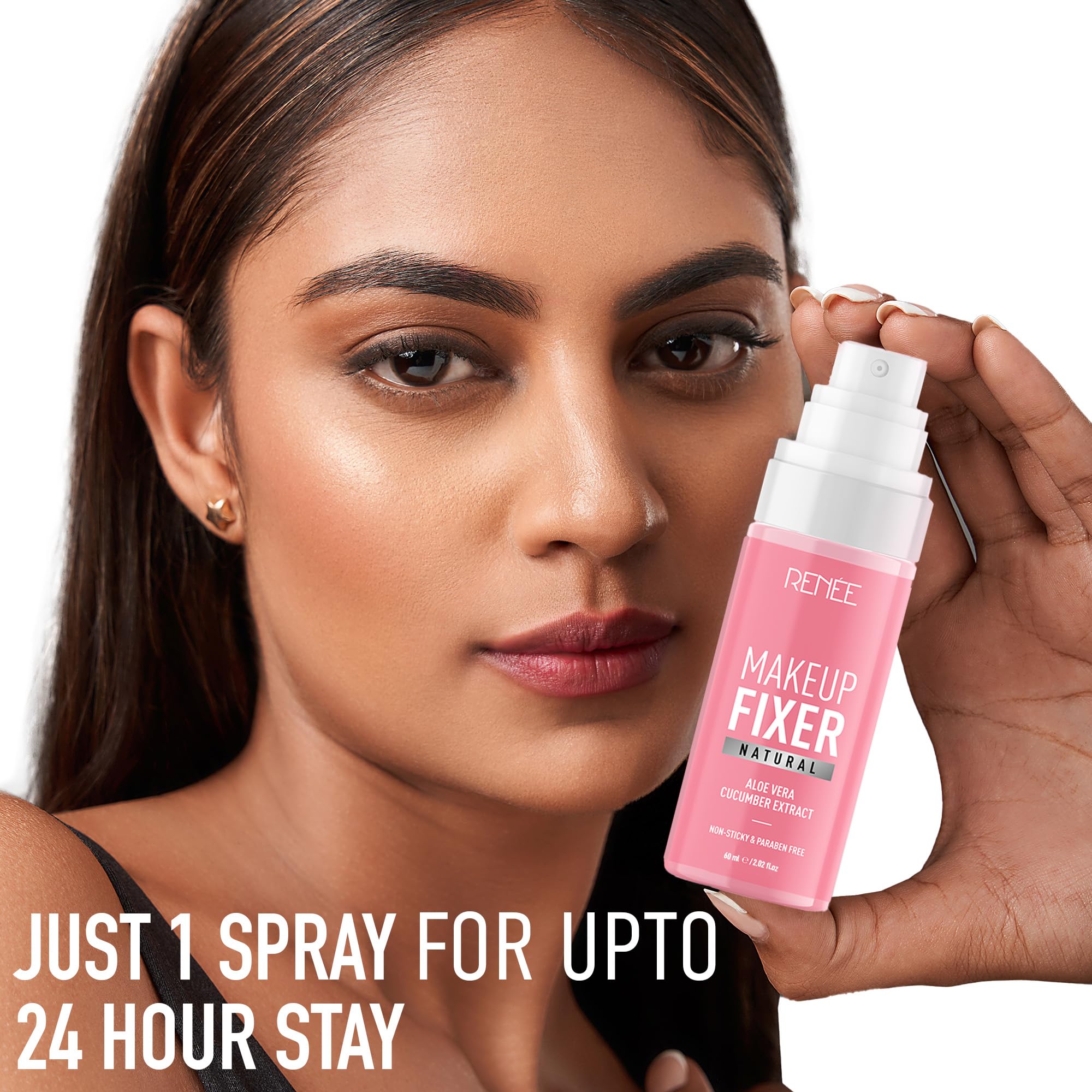RENEE Natural Makeup Fixer For Face | Non-Sticky, Dewy Finish | With Aloe Vera & Cucumber Extract | Alcohol-Free, Hydrating Setting Spray | Vegan & Cruelty-Free | 60 ml 1